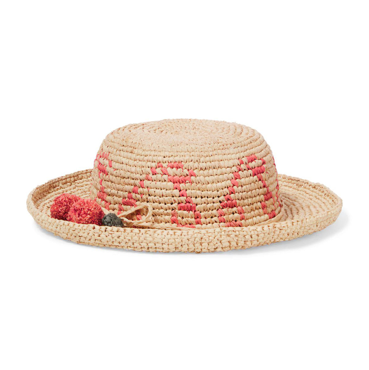 Girls Beige Cherry Raffia Sun Hat