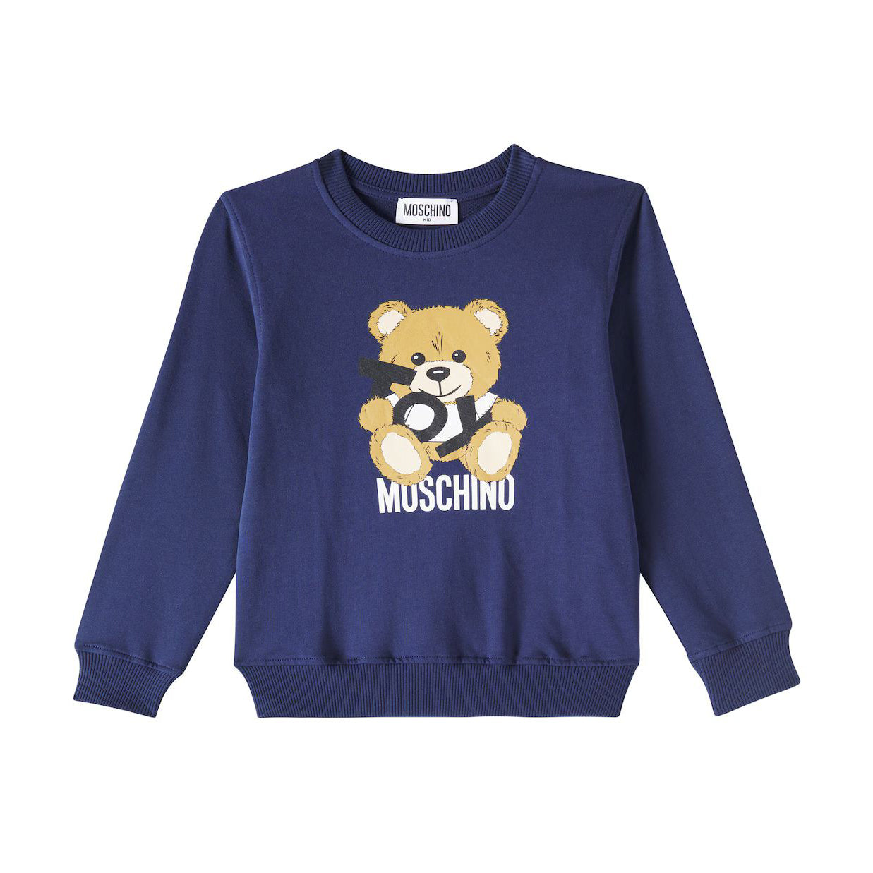 Boys & Girls Navy Blue Printed Logo Cotton Sweatshirt