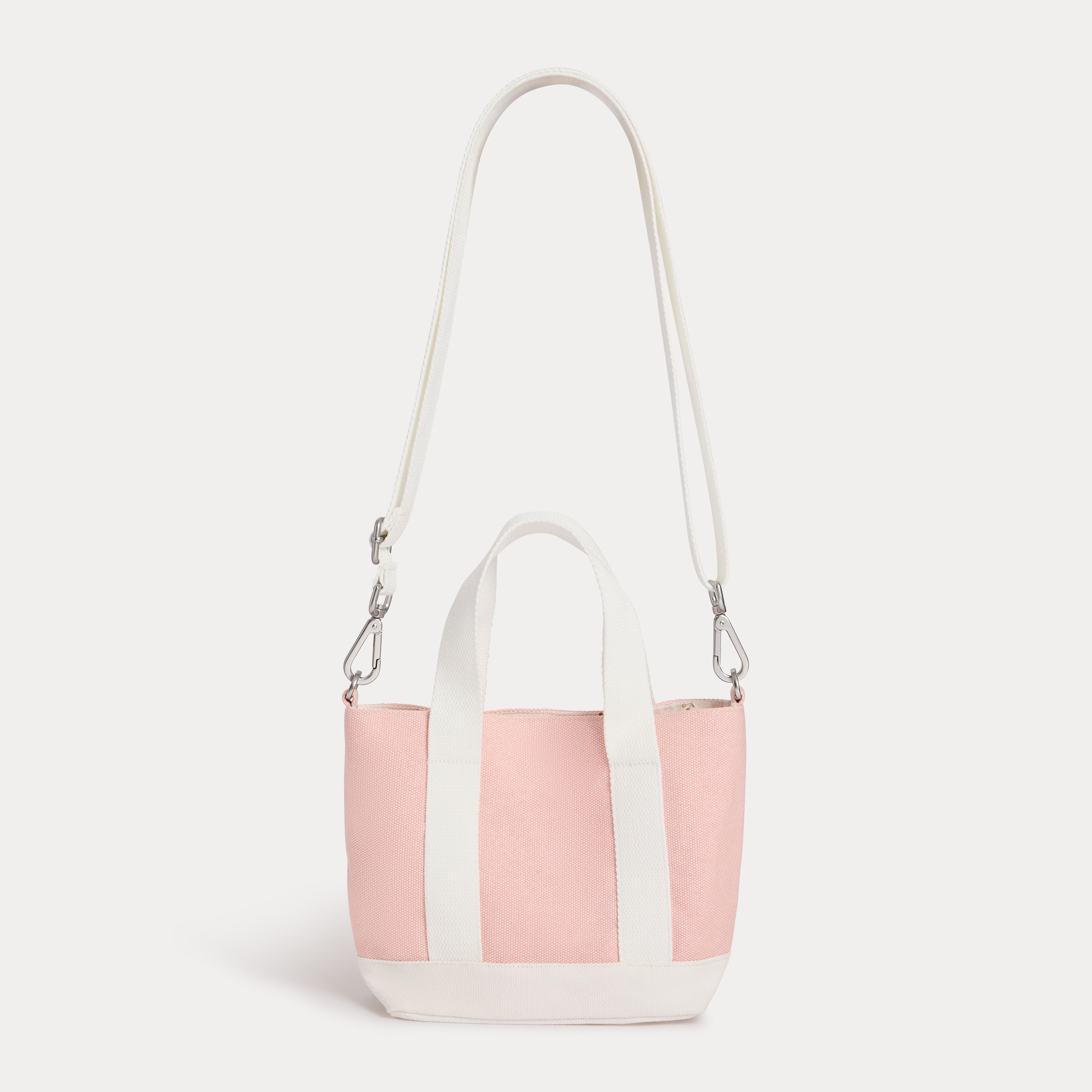 Girls Pale Pink Canvas Handbag (17 x 8 x 16.5 cm)