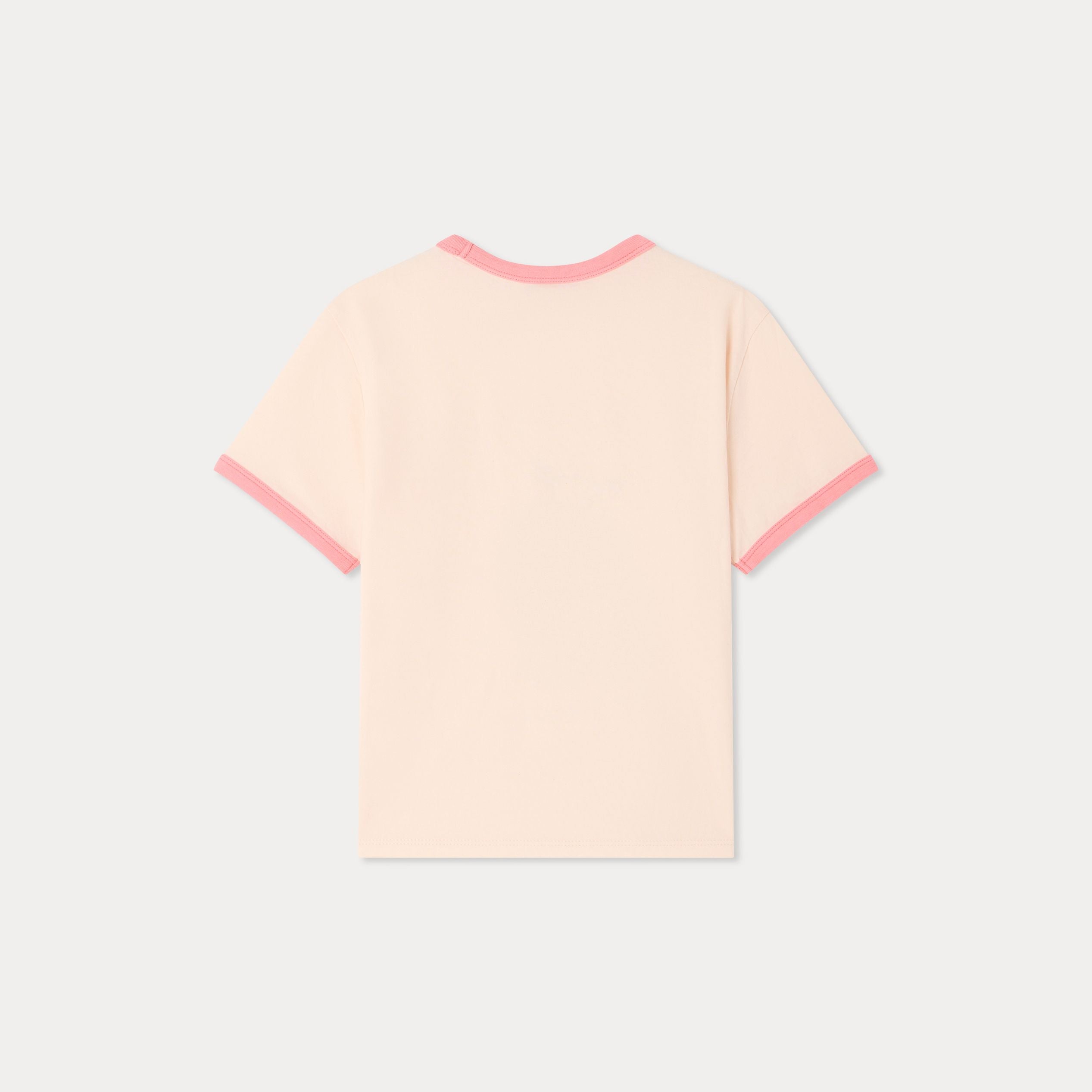 Girls Light Pink Printed Cotton T-Shirt