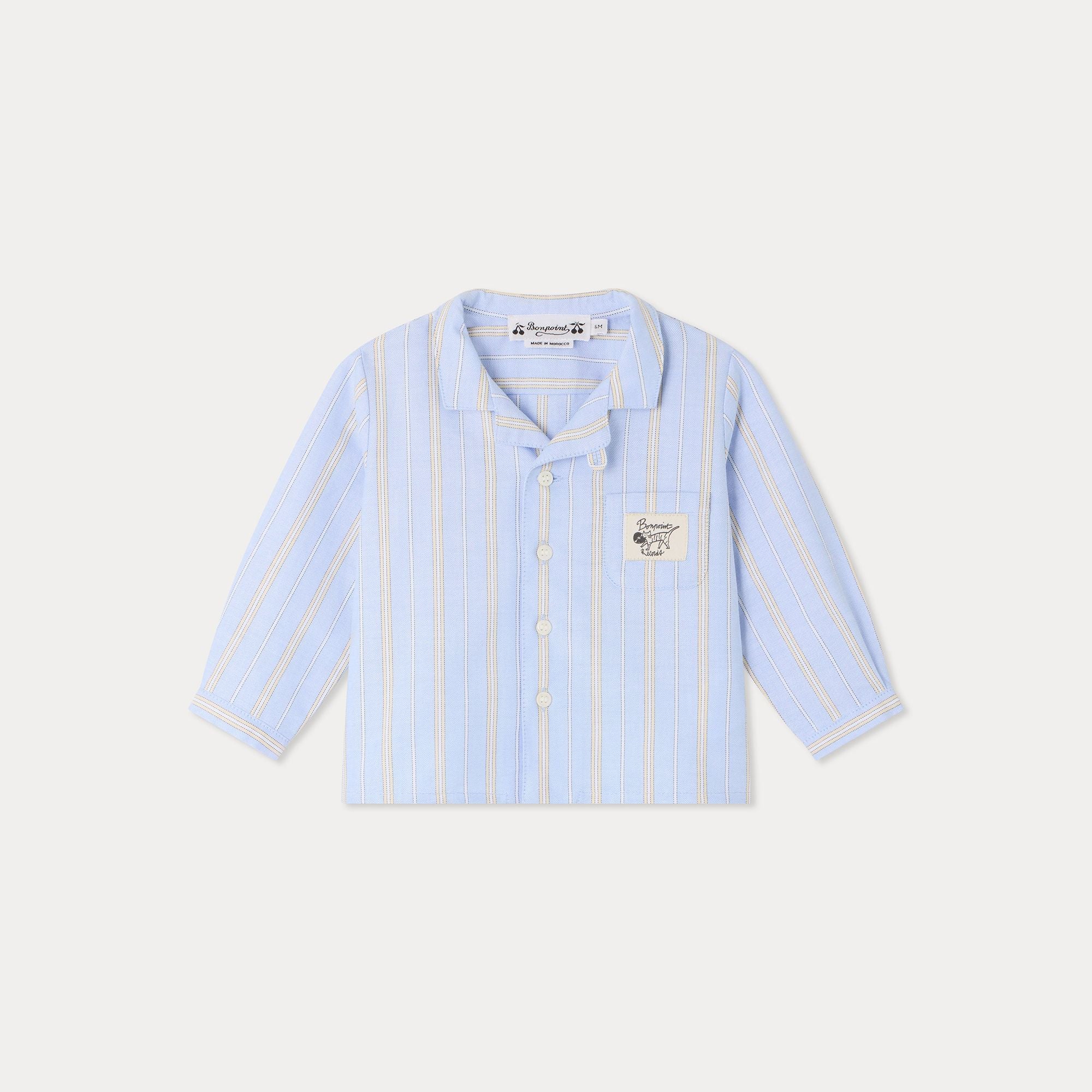 Baby Boys Light Blue Stripes Cotton Shirt