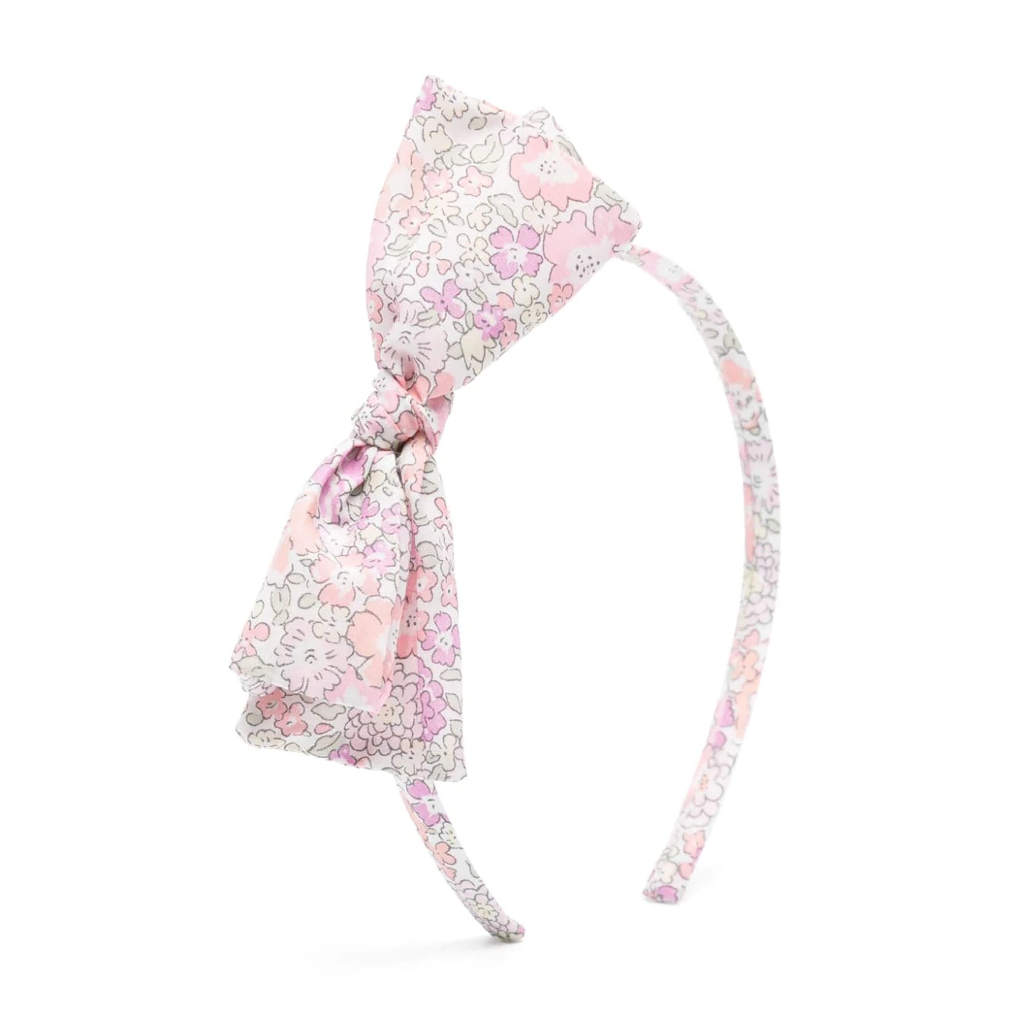 Girls Pink Floral Bow Headband