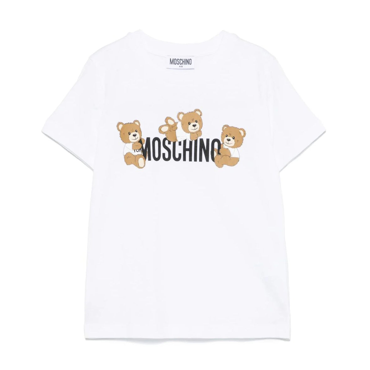 Boys & Girls White Printed Logo Cotton T-Shirt