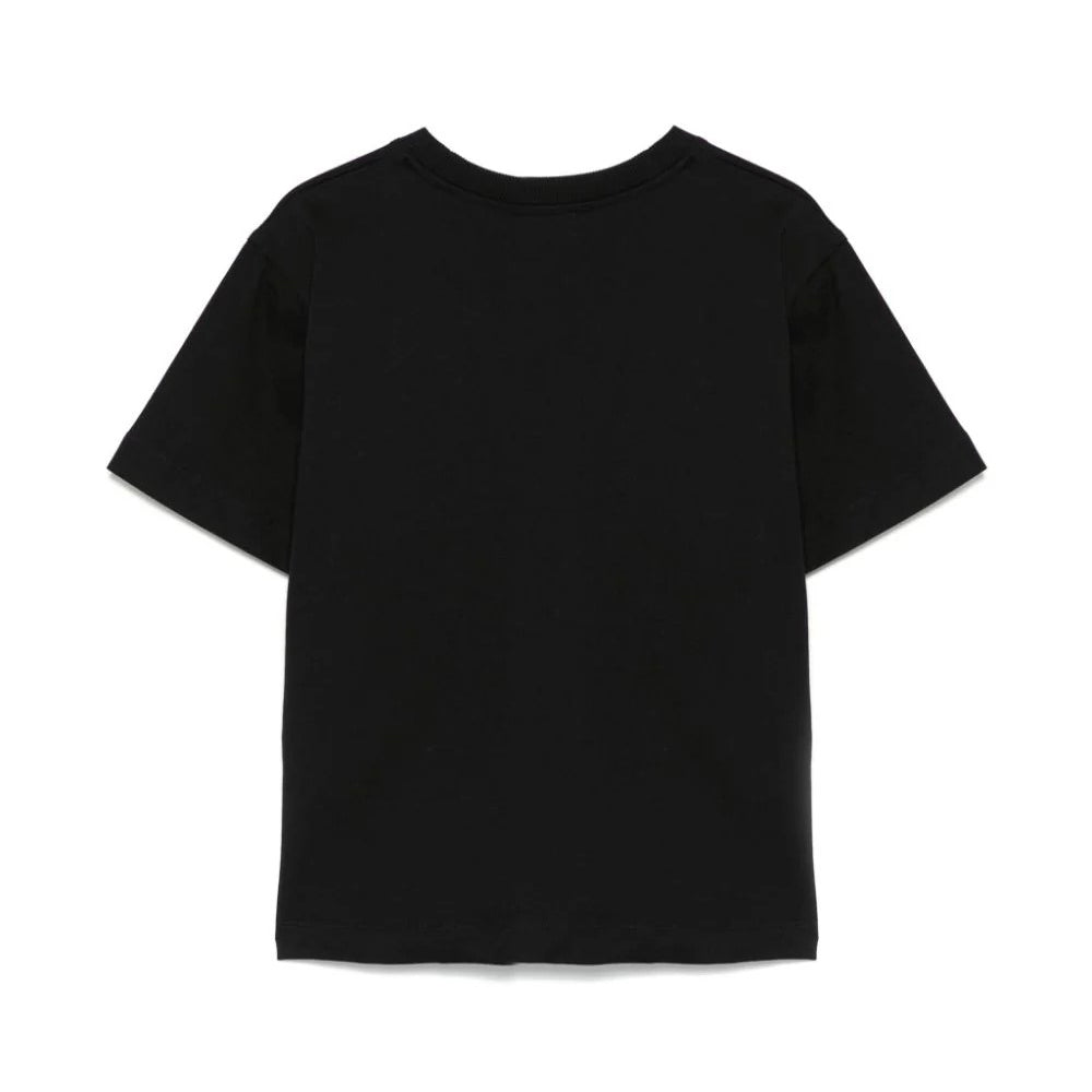 Boys & Girls Black Printed Logo Cotton T-Shirt