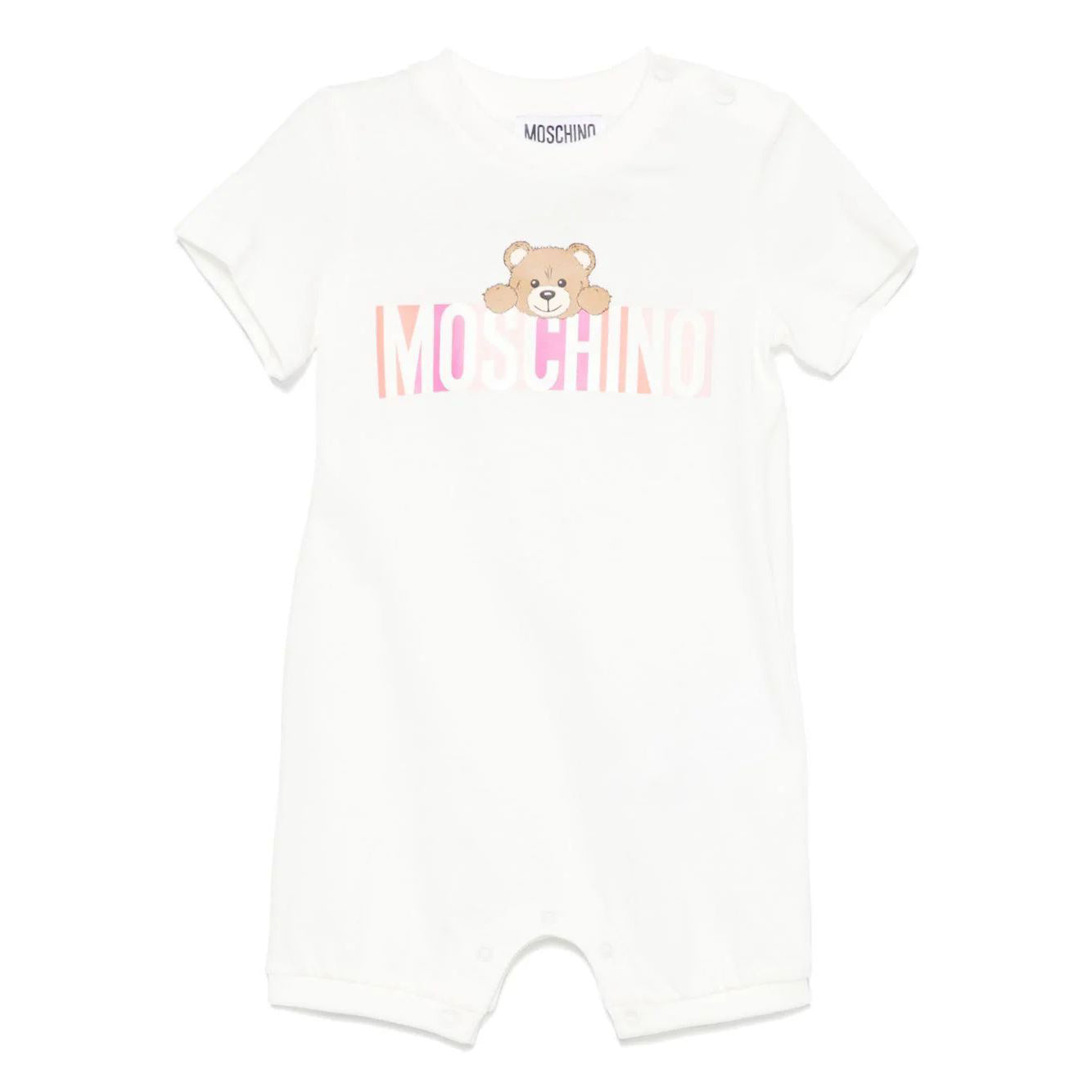 Baby Boys & Girls White Logo Cotton Babysuit