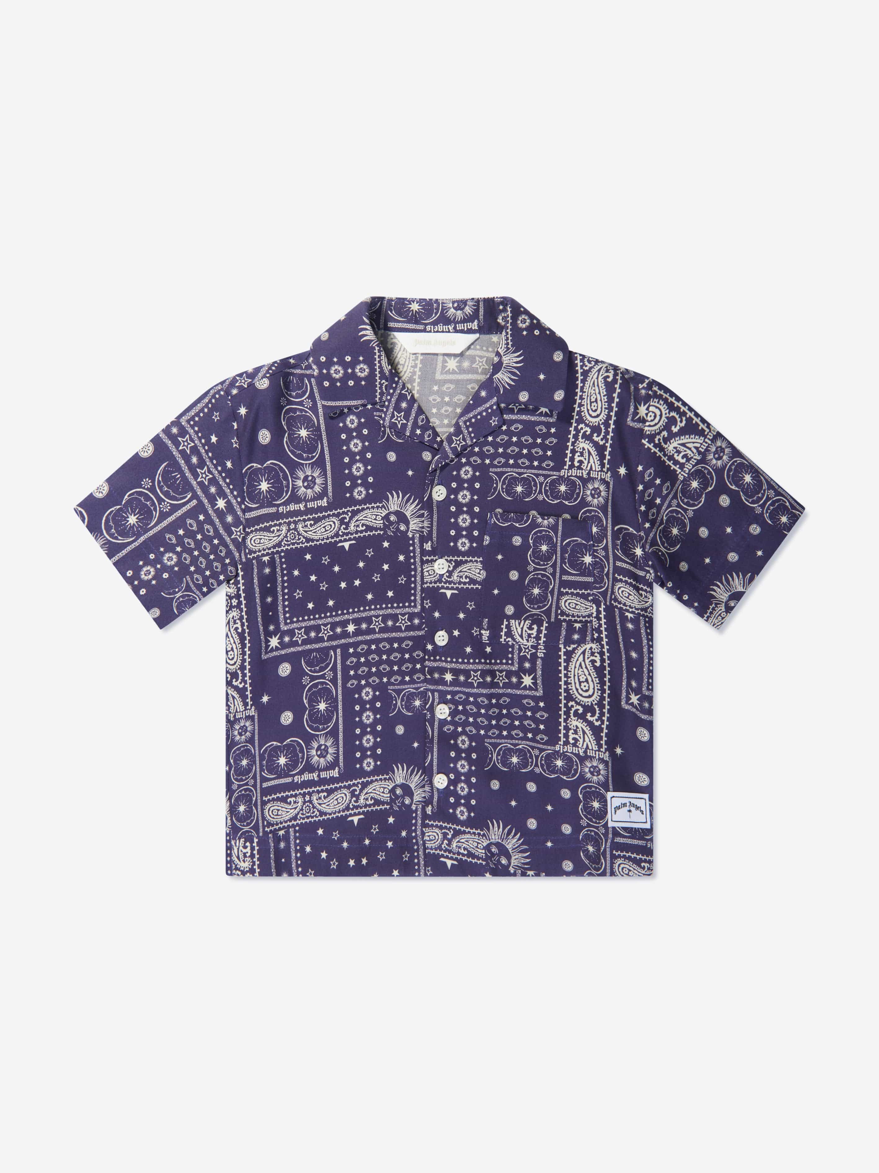 Palm Angels Boys Astrology Print Shirt in Navy