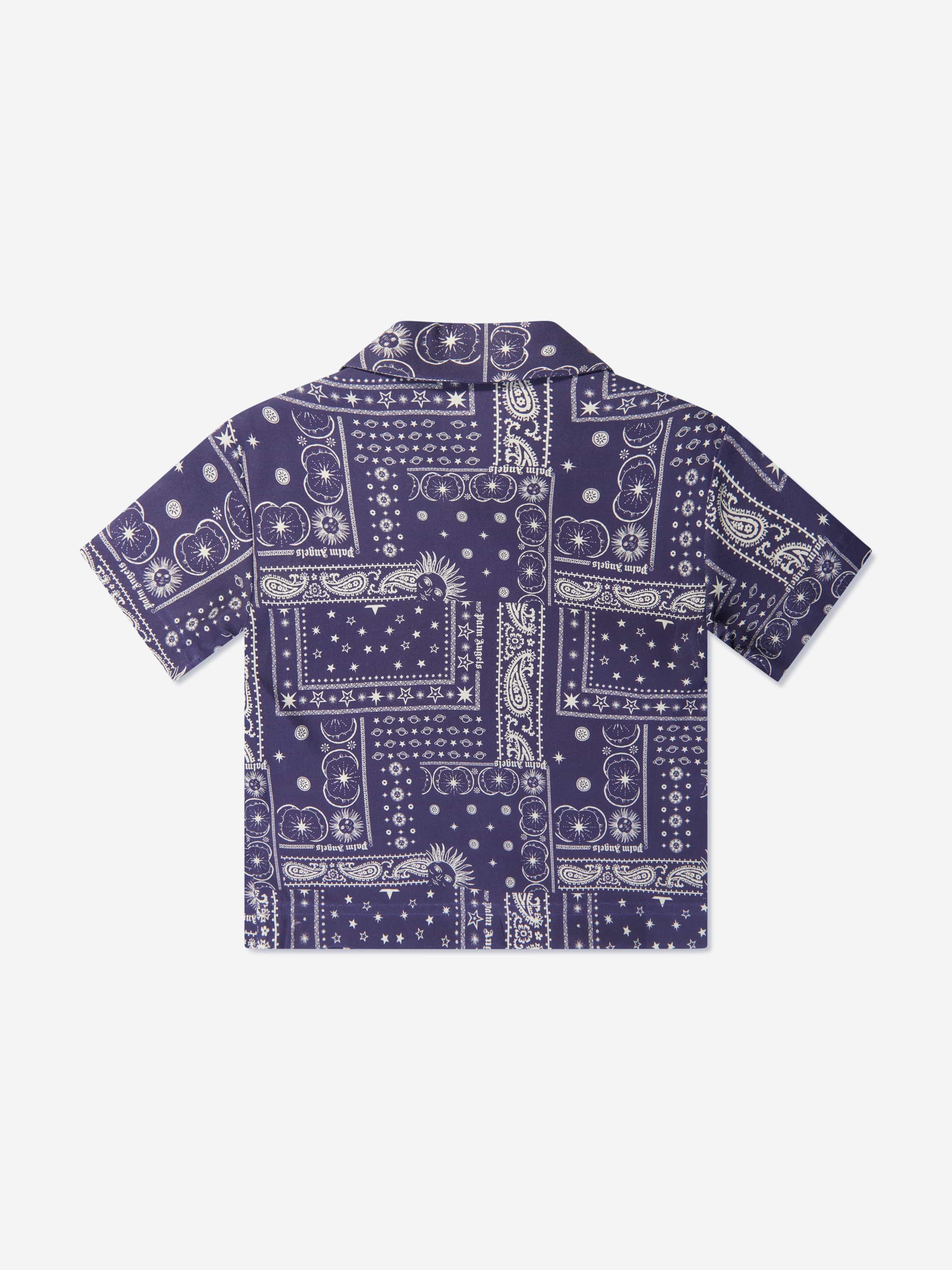 Palm Angels Boys Astrology Print Shirt in Navy