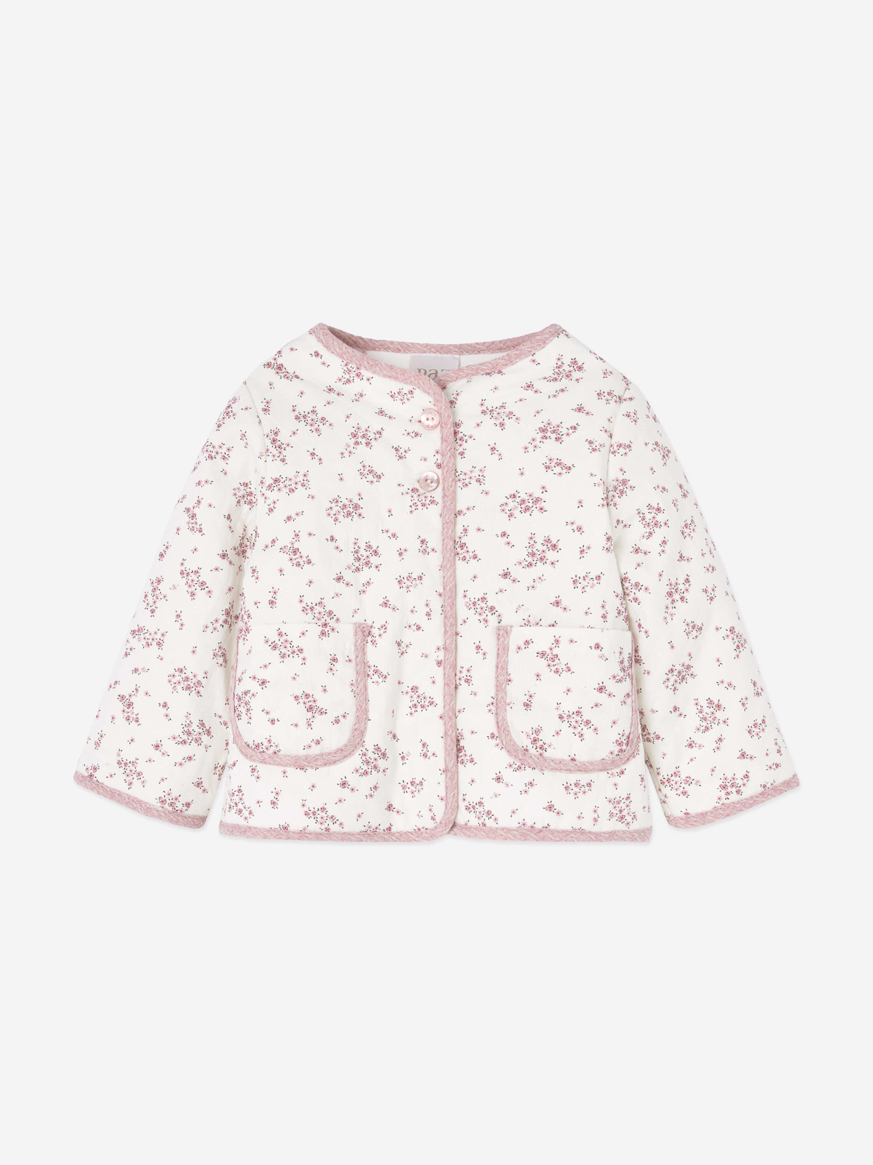 Baby Girls Floral Jacket in White