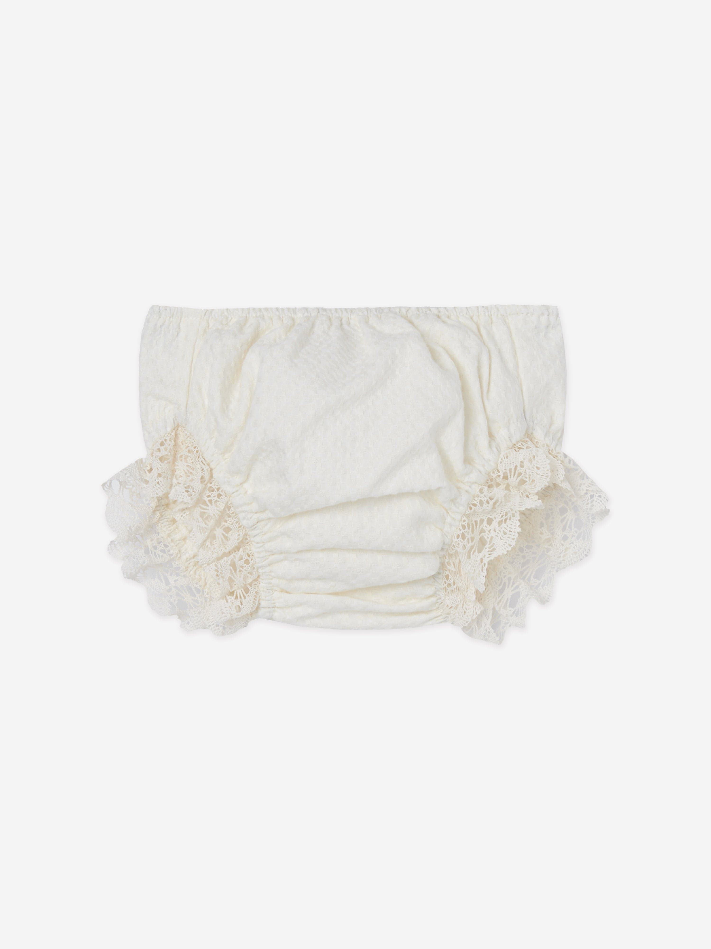 Paz Rodriguez Baby Girls Cotton Dress With Bloomers in Ivory