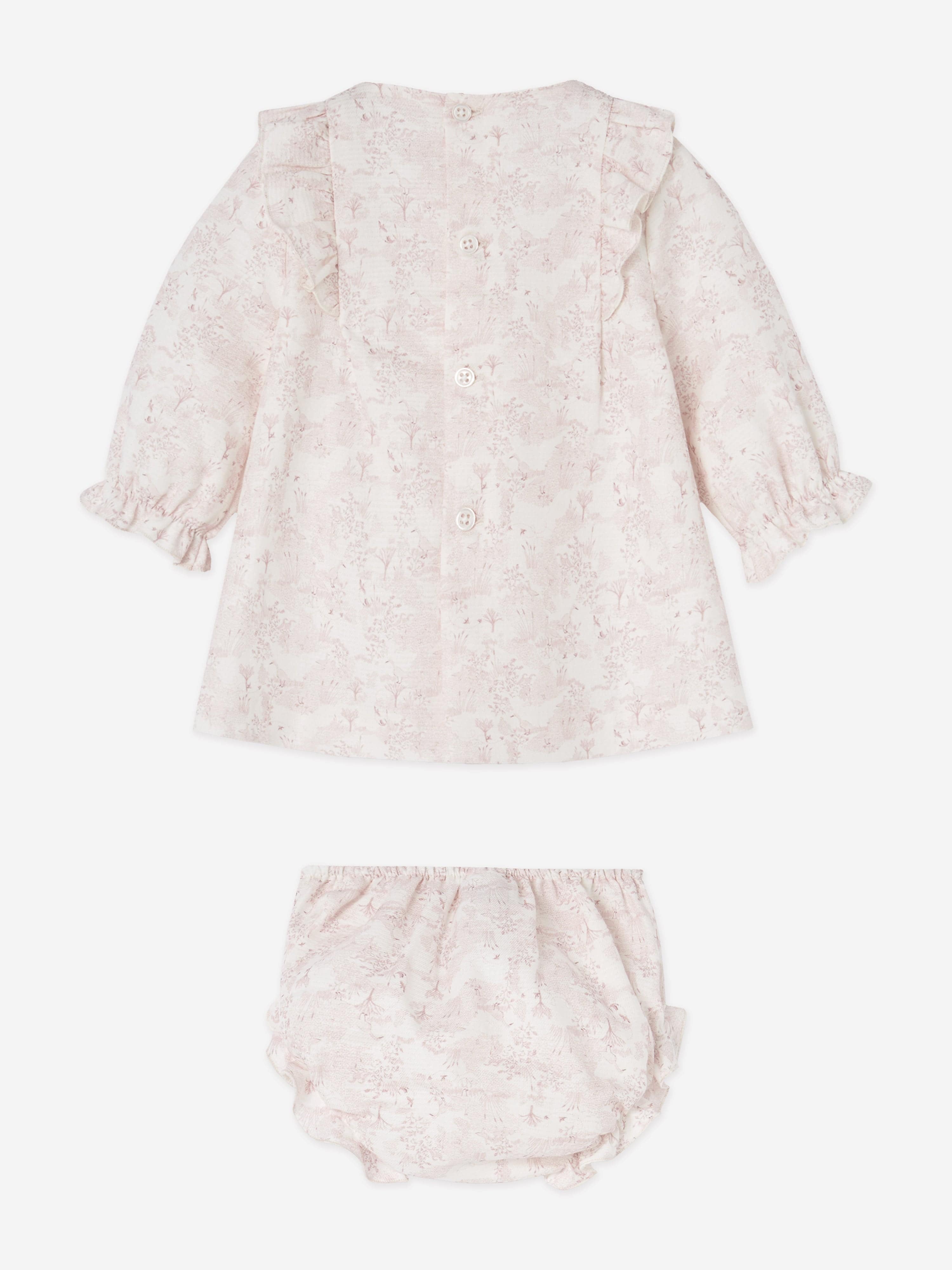 Baby Girls Cotton Dress With Bloomers in Pink