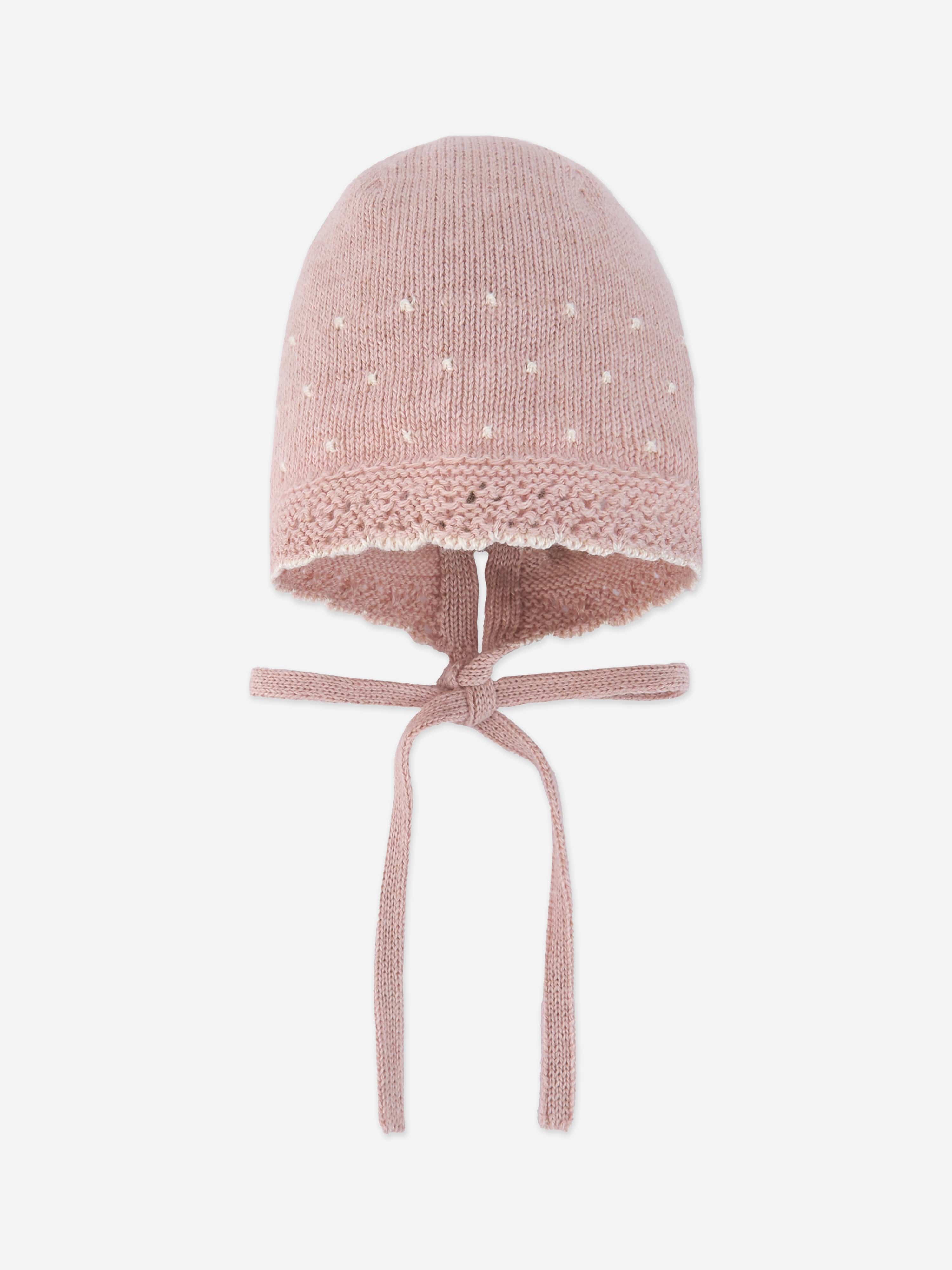 Baby Girls Cotton and Cashmere Bonnet in Pink