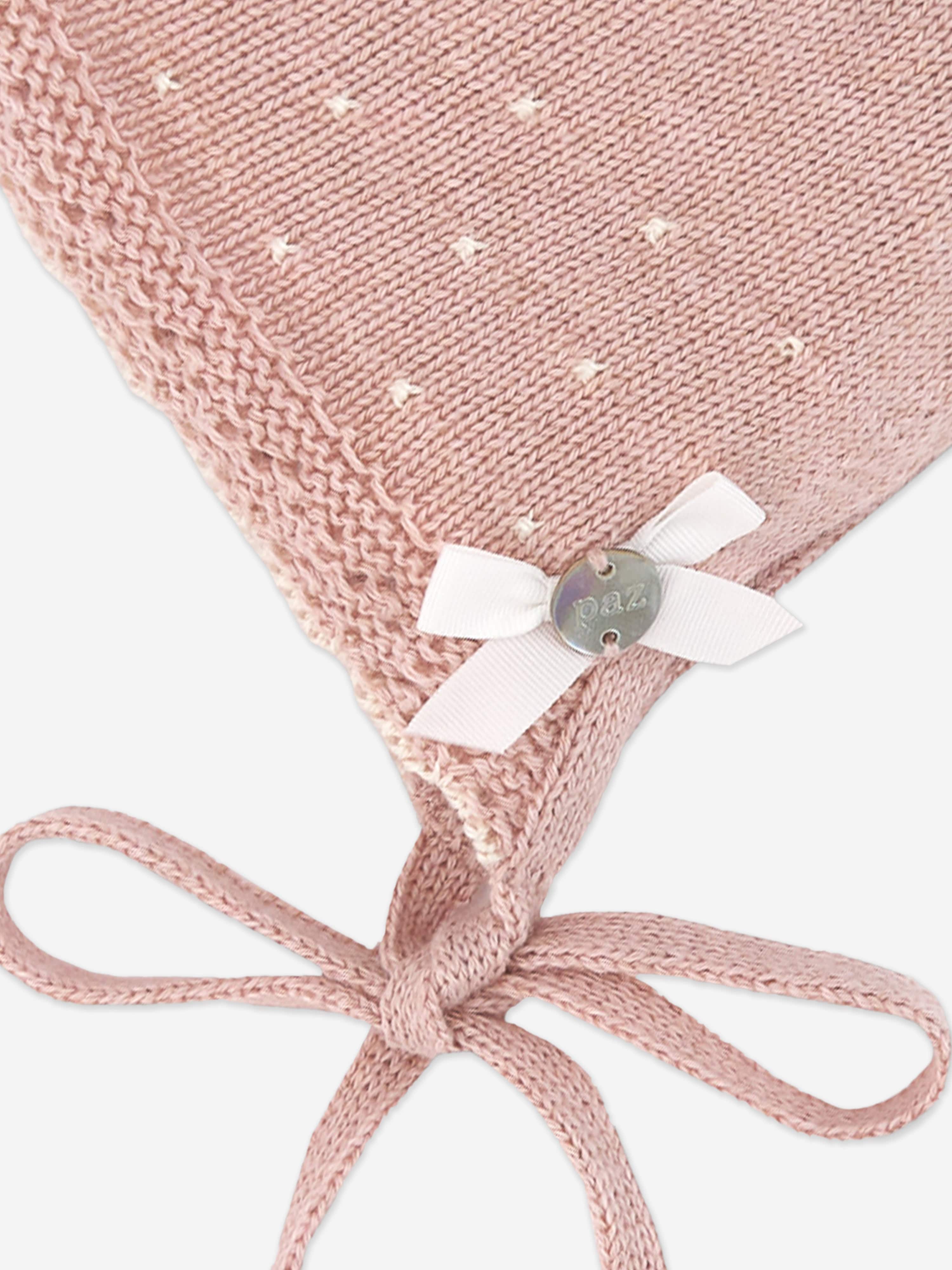 Baby Girls Cotton and Cashmere Bonnet in Pink