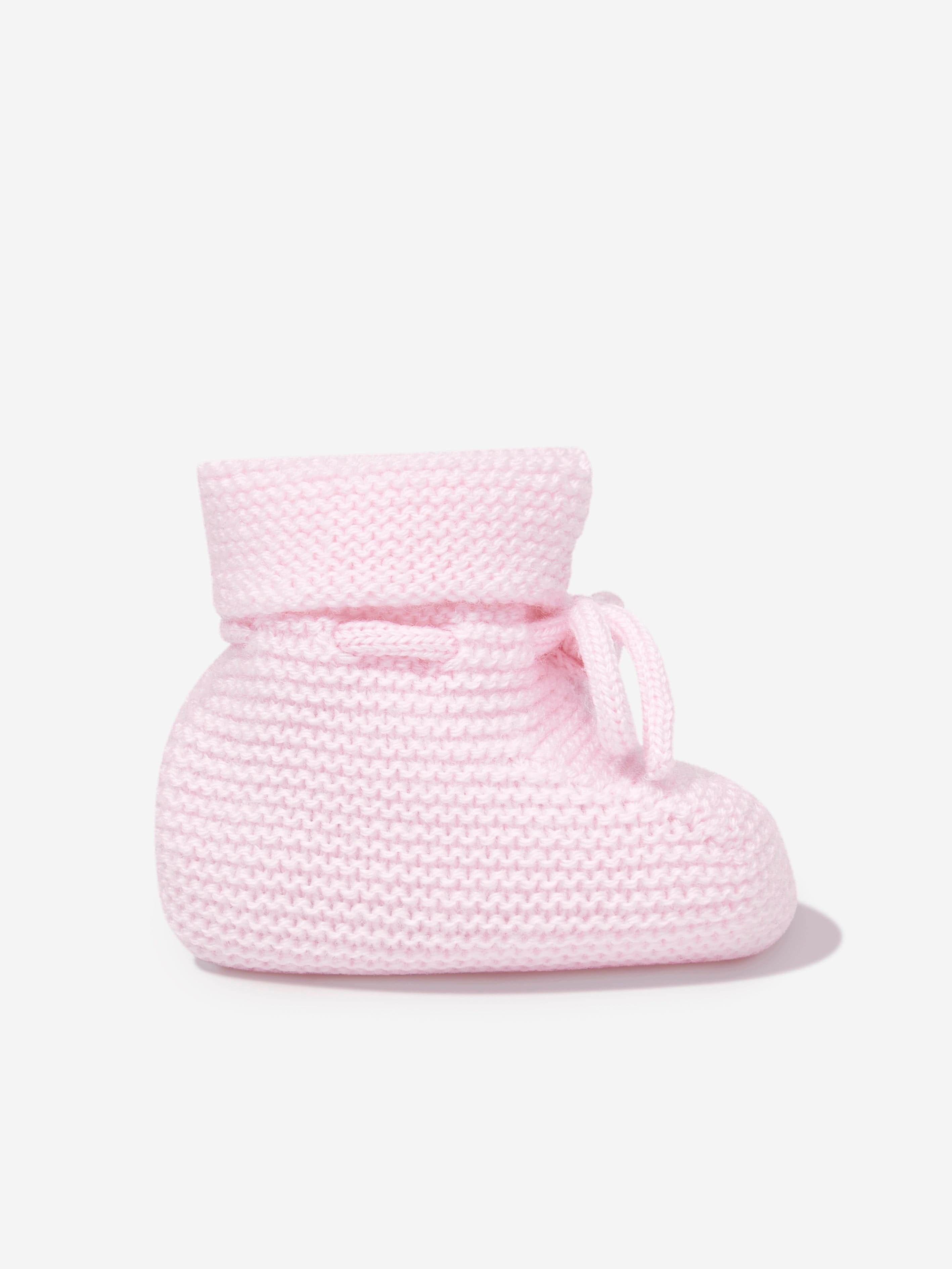 Baby Girls Wool Knit Booties in Pink
