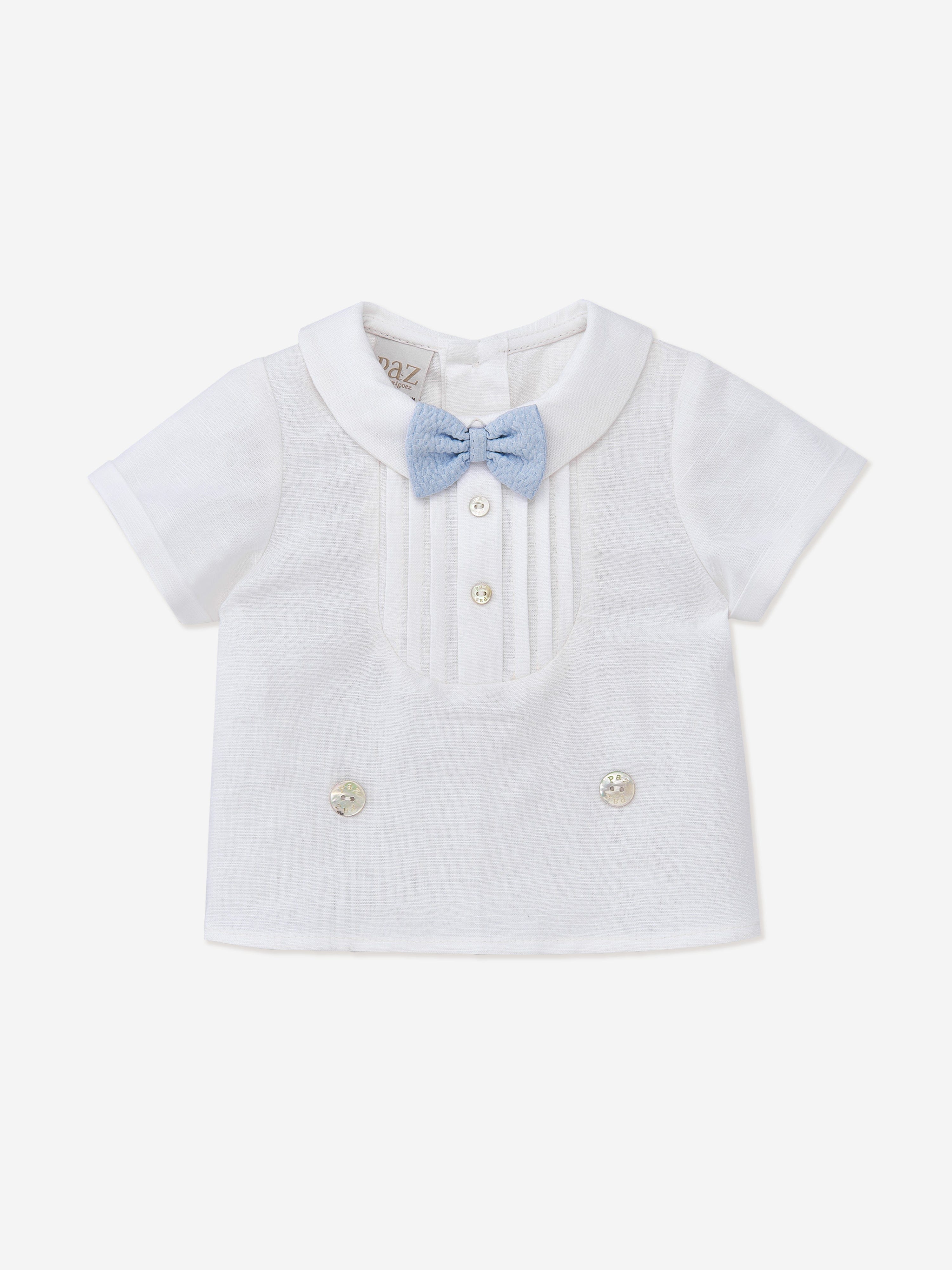 Paz Rodriguez Baby Boys Linen Shorts Set in Multicolour