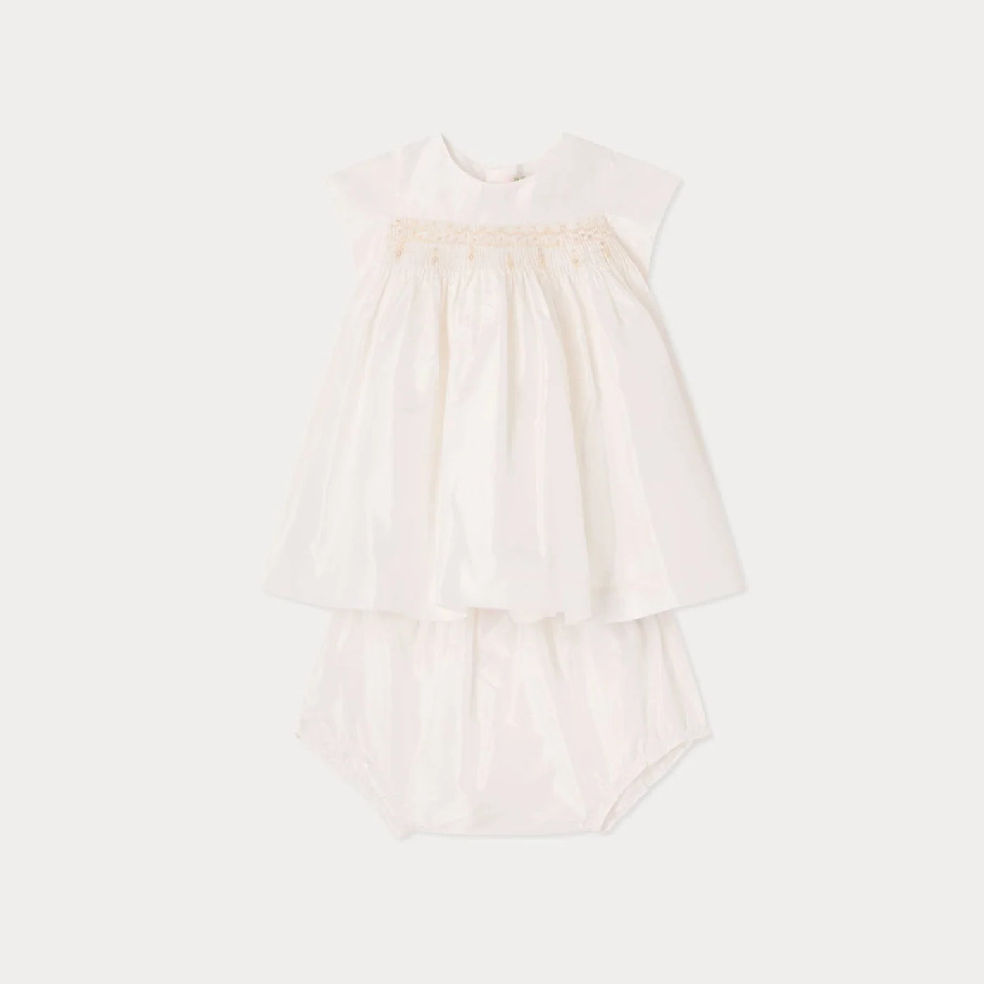 Baby Girls White Silk Dress Set