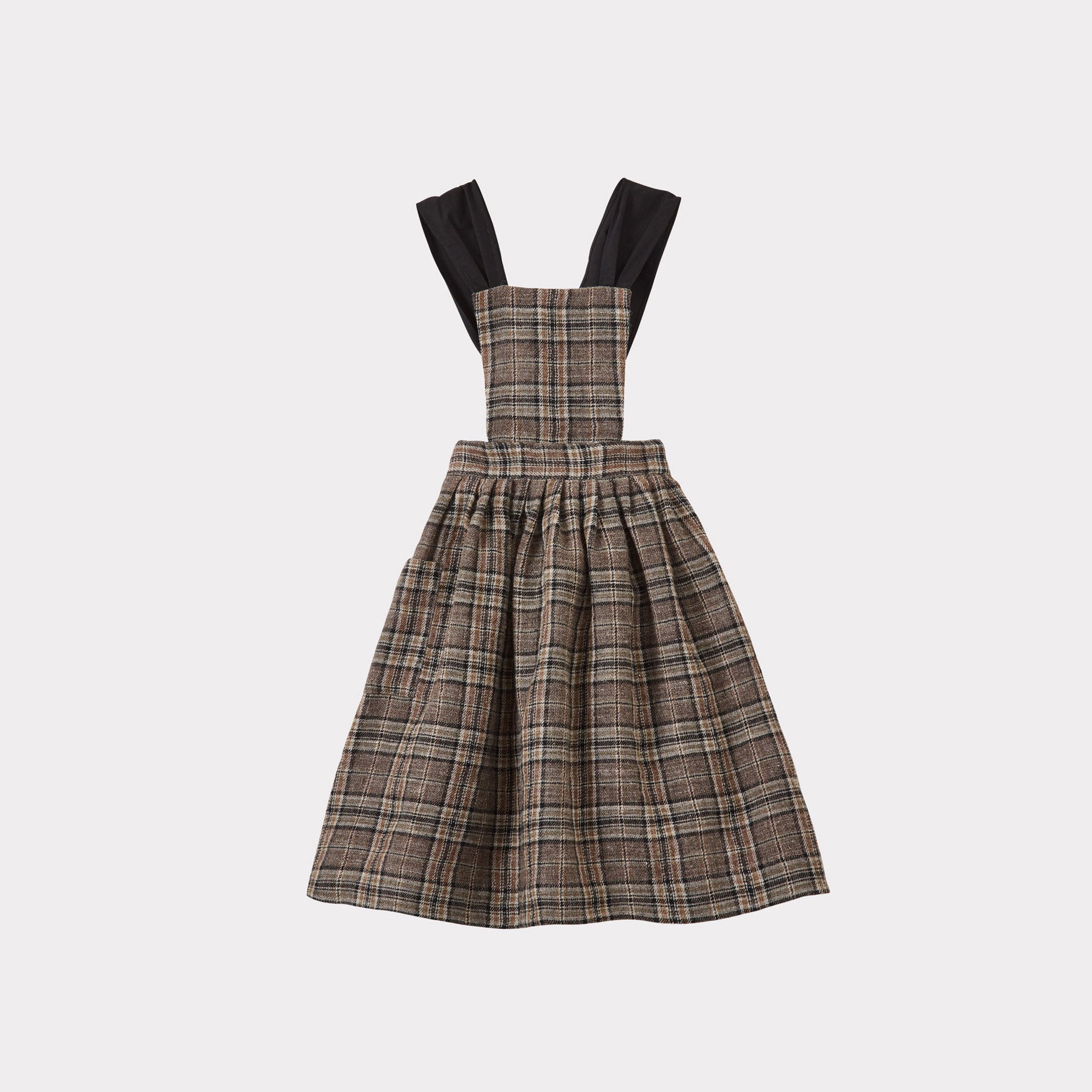 Girls Brown Check Strap Dress