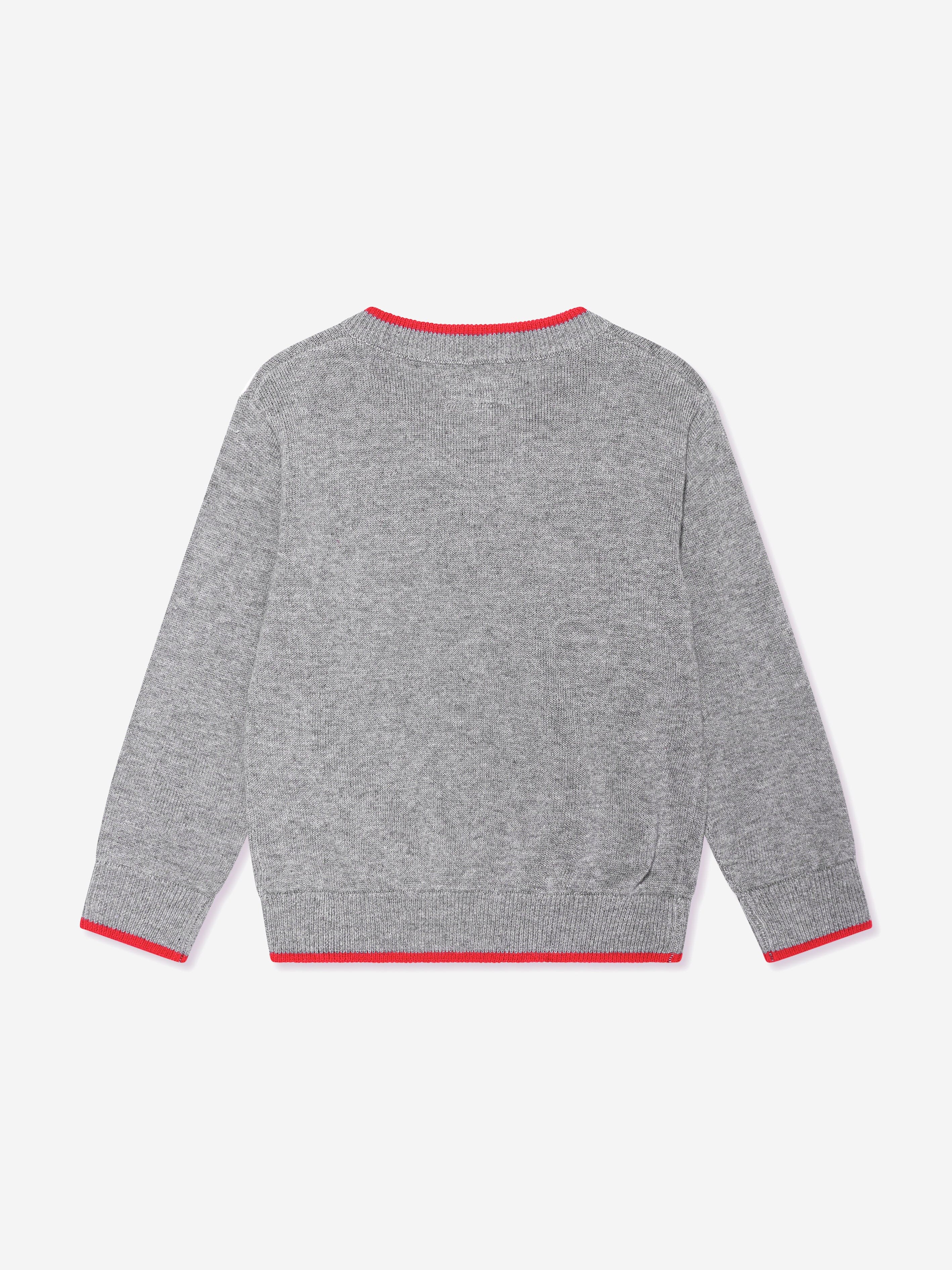 Rachel Riley Boys Soldier V-Neck Sweater in Grey