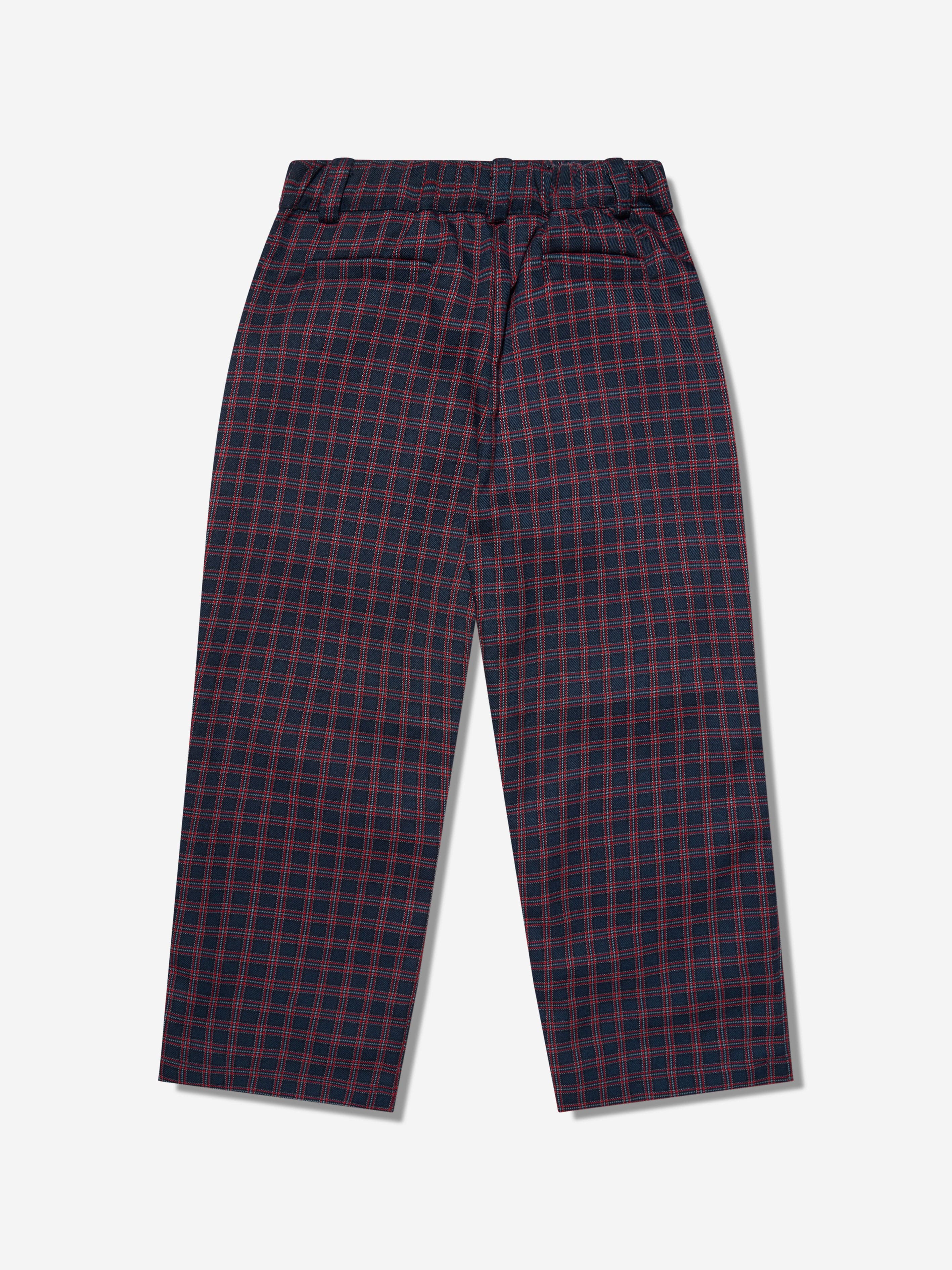 Rachel Riley Boys Mini Check Trousers in Navy