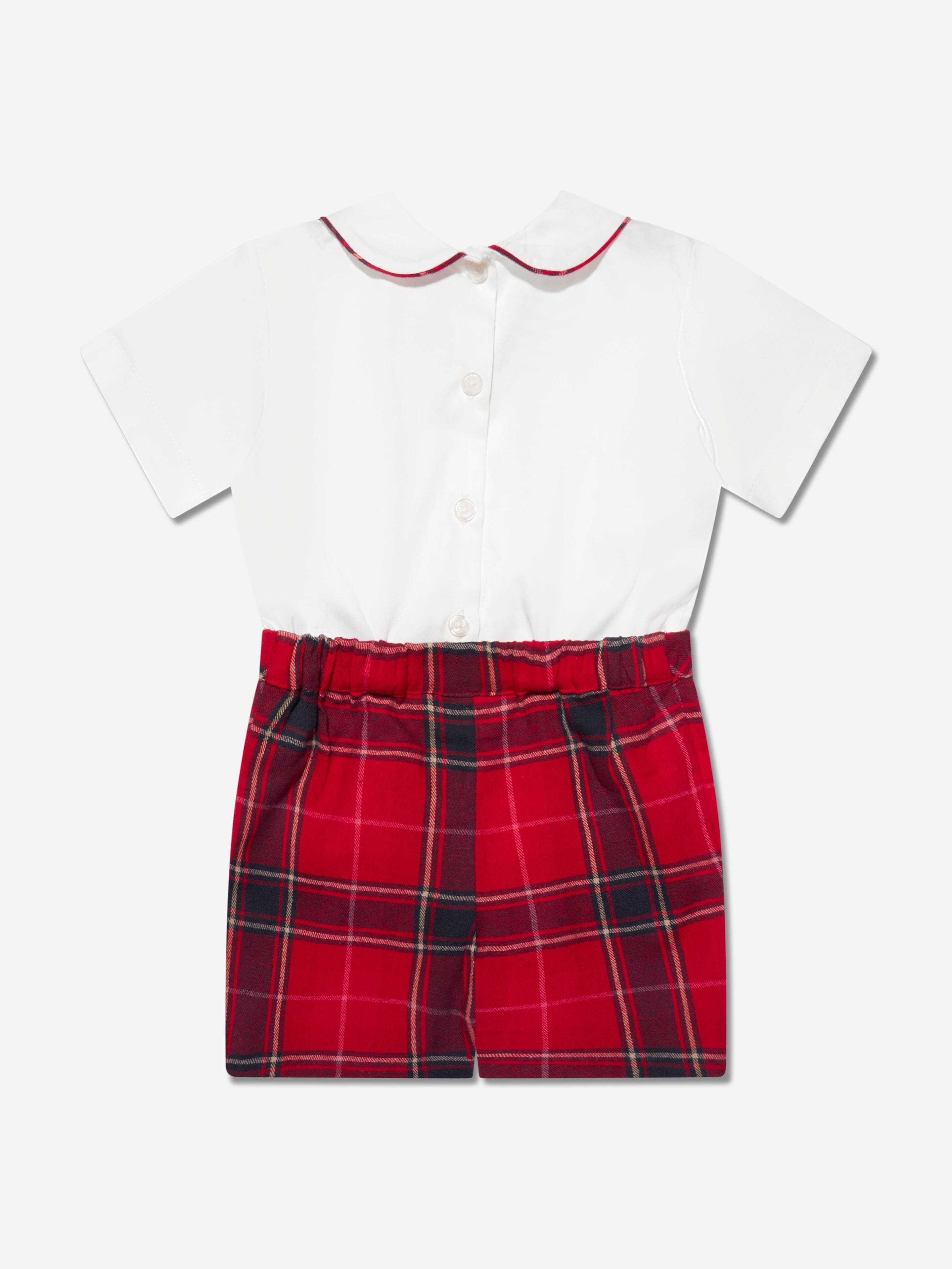 Rachel Riley Baby Boys Tartan Shorts Set in Red