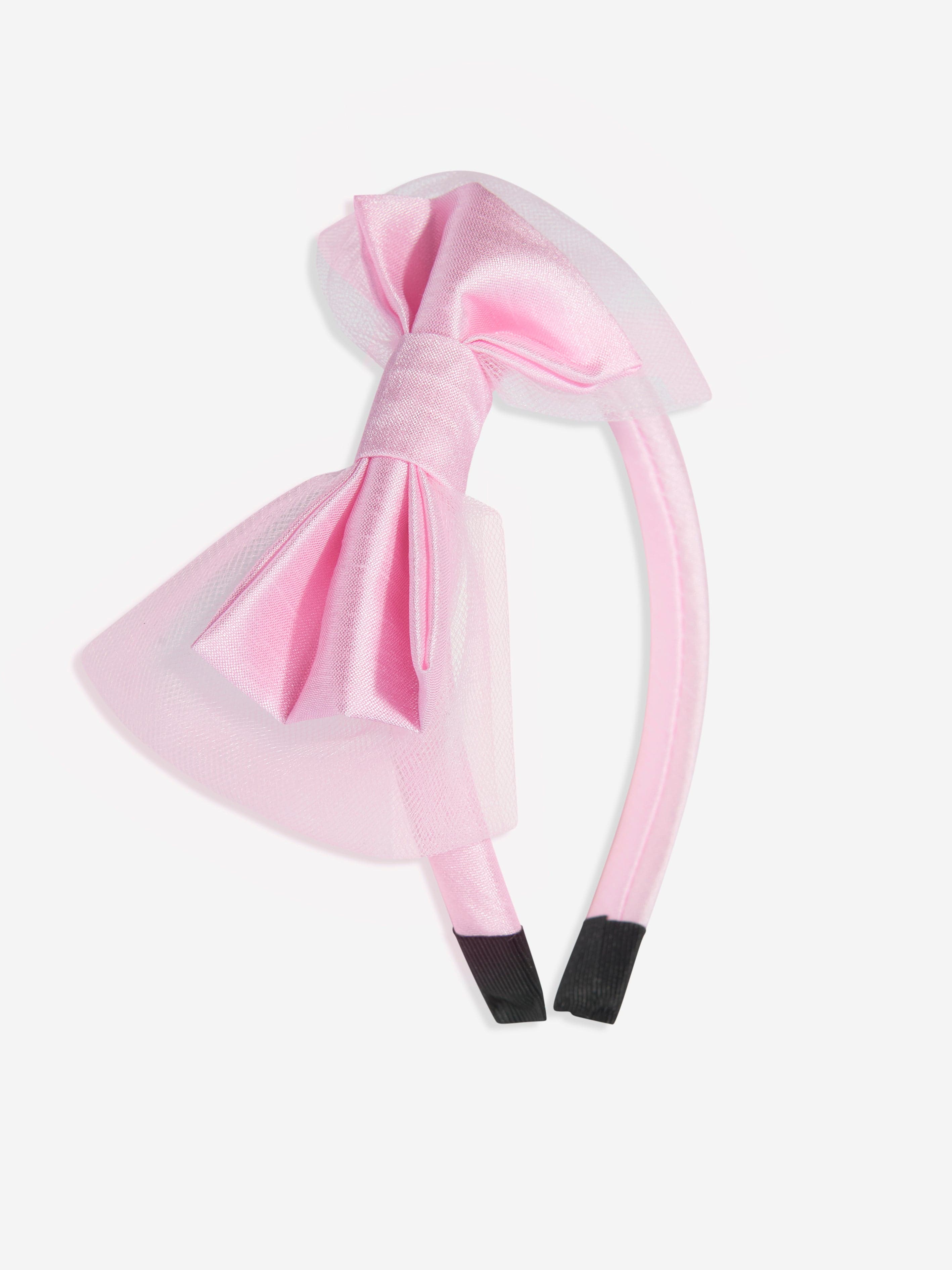 Rachel Riley Girls Tulle Bow Headband in Pink