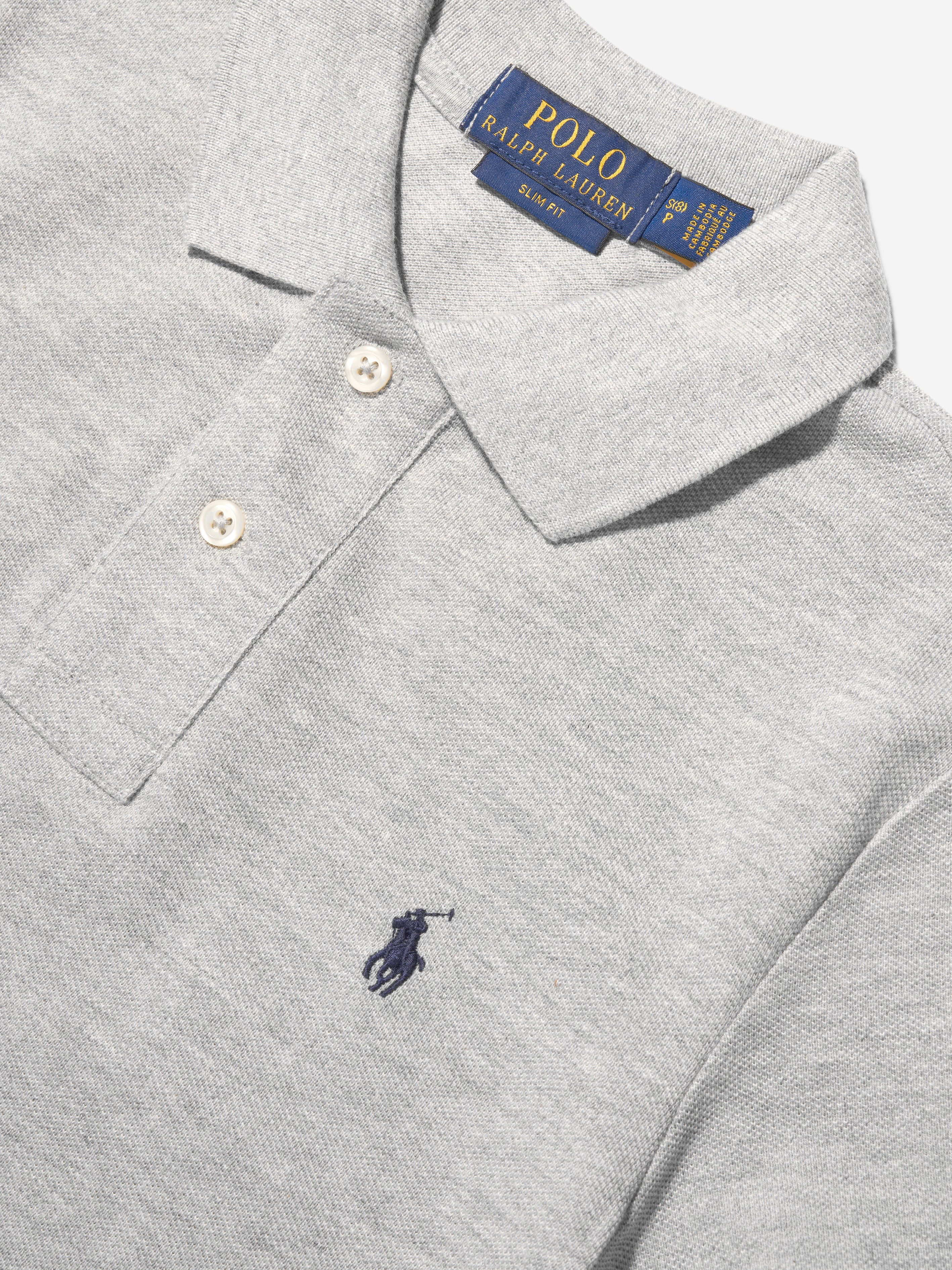 Boys Custom Fit Polo Shirt in Grey