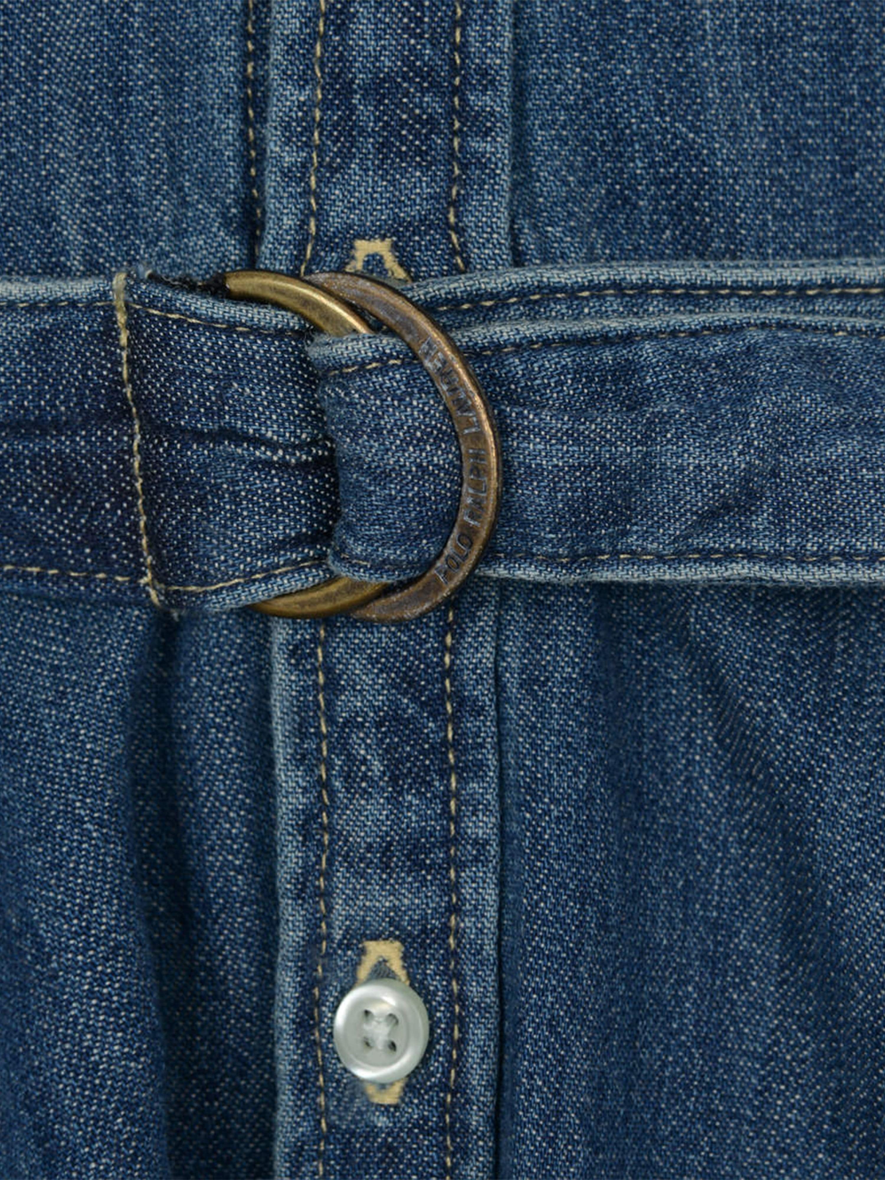 Ralph Lauren Girls Blue Cotton Denim Shirt Dress