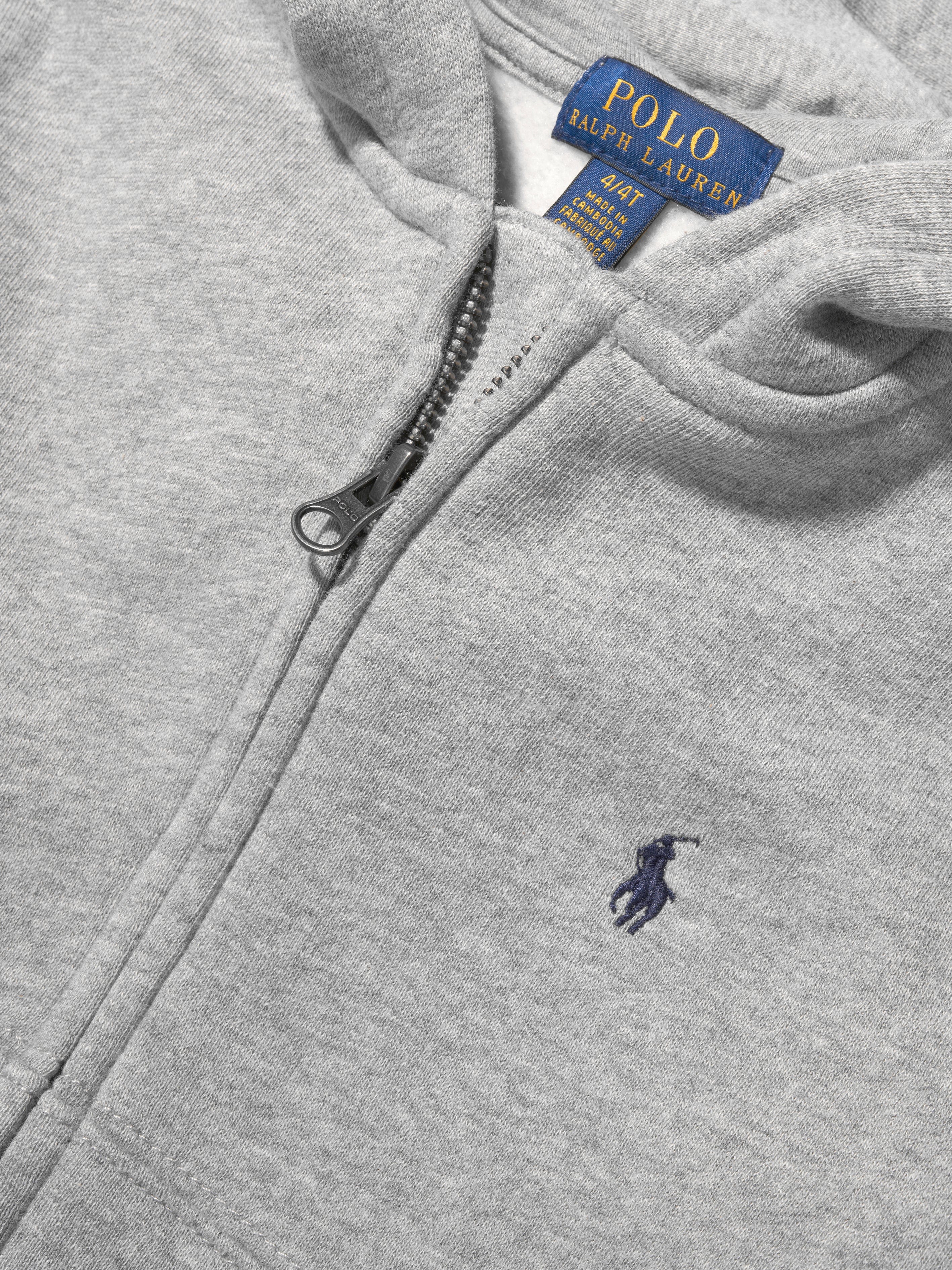 Ralph Lauren Boys Logo Zip Up Top in Grey