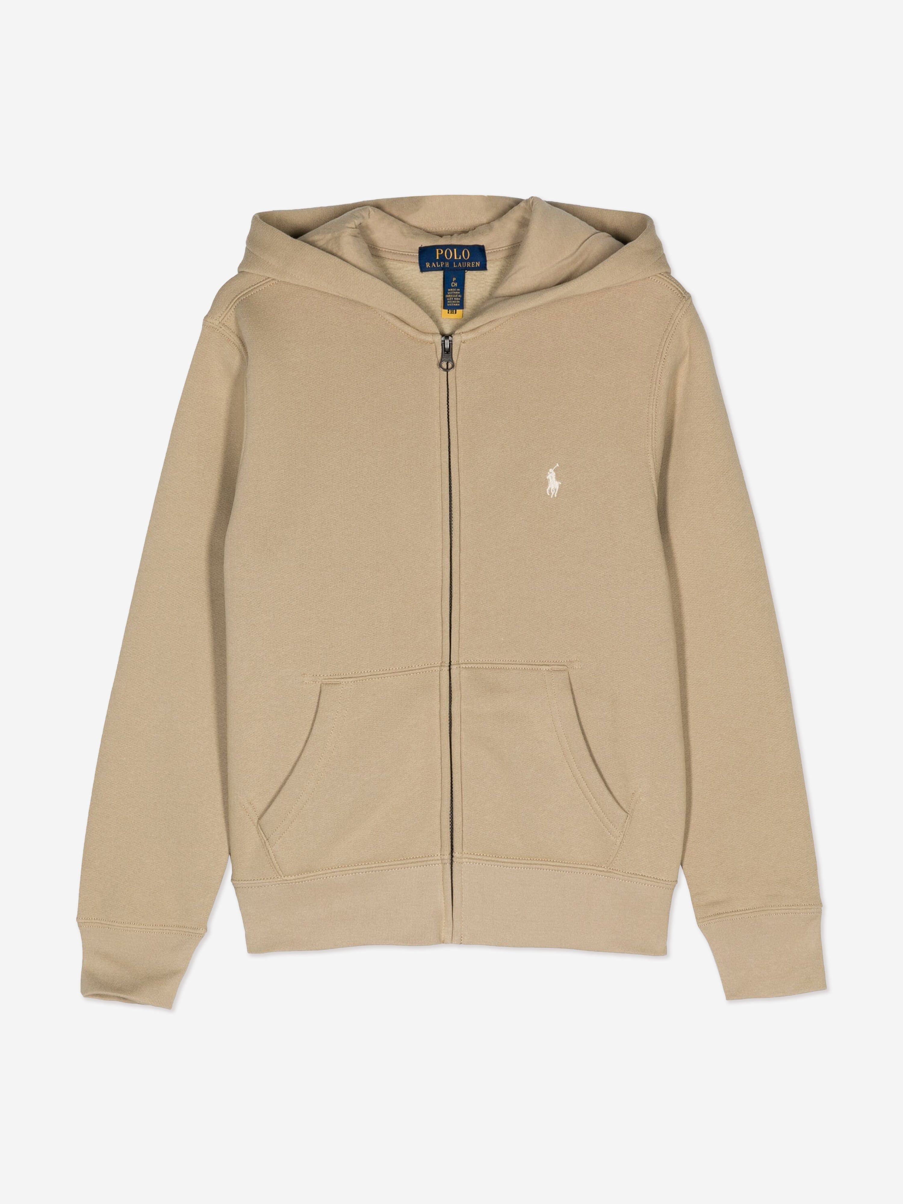 Ralph Lauren Boys Logo Zip Up Top in Beige