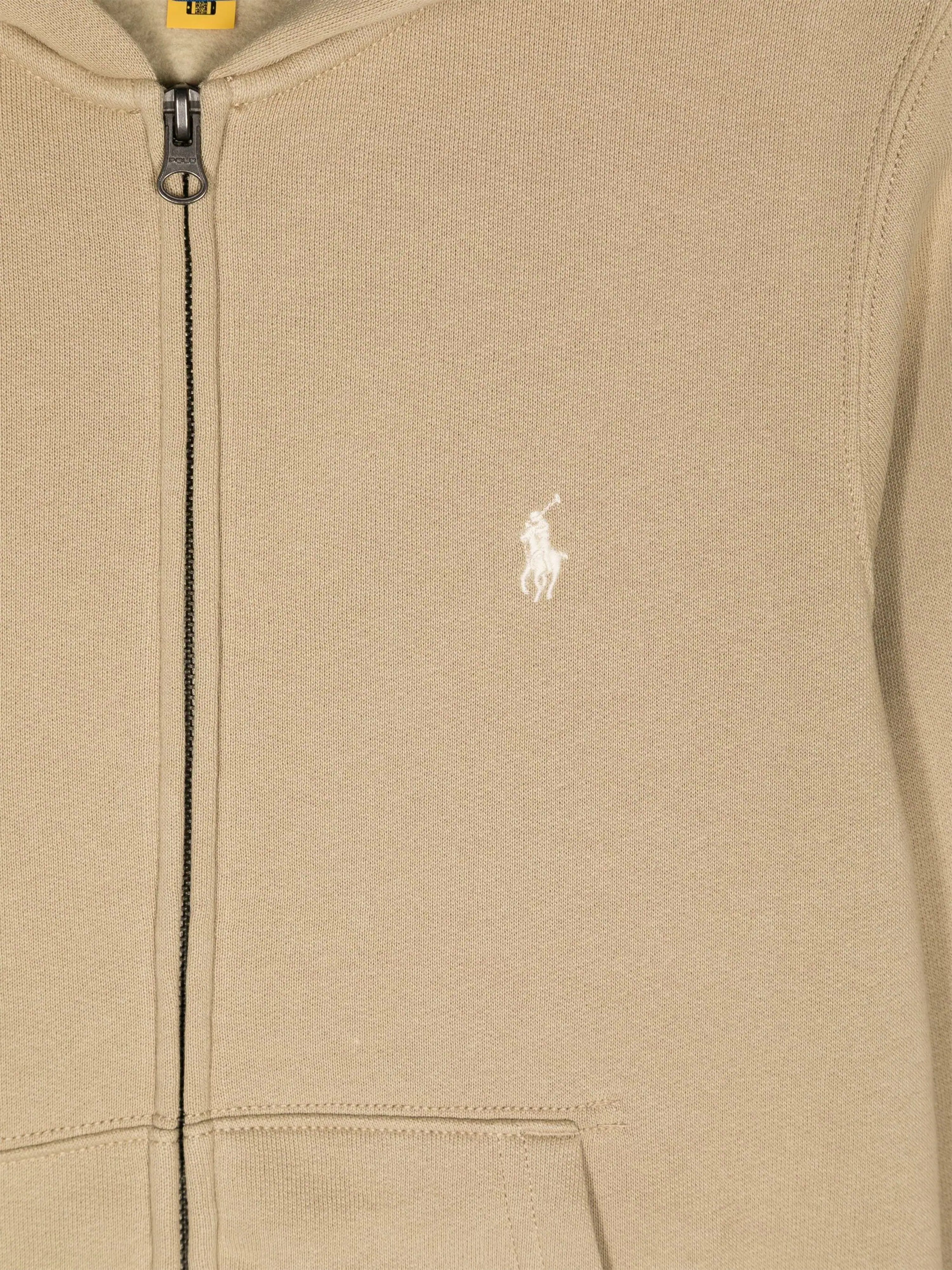 Ralph Lauren Boys Logo Zip Up Top in Beige