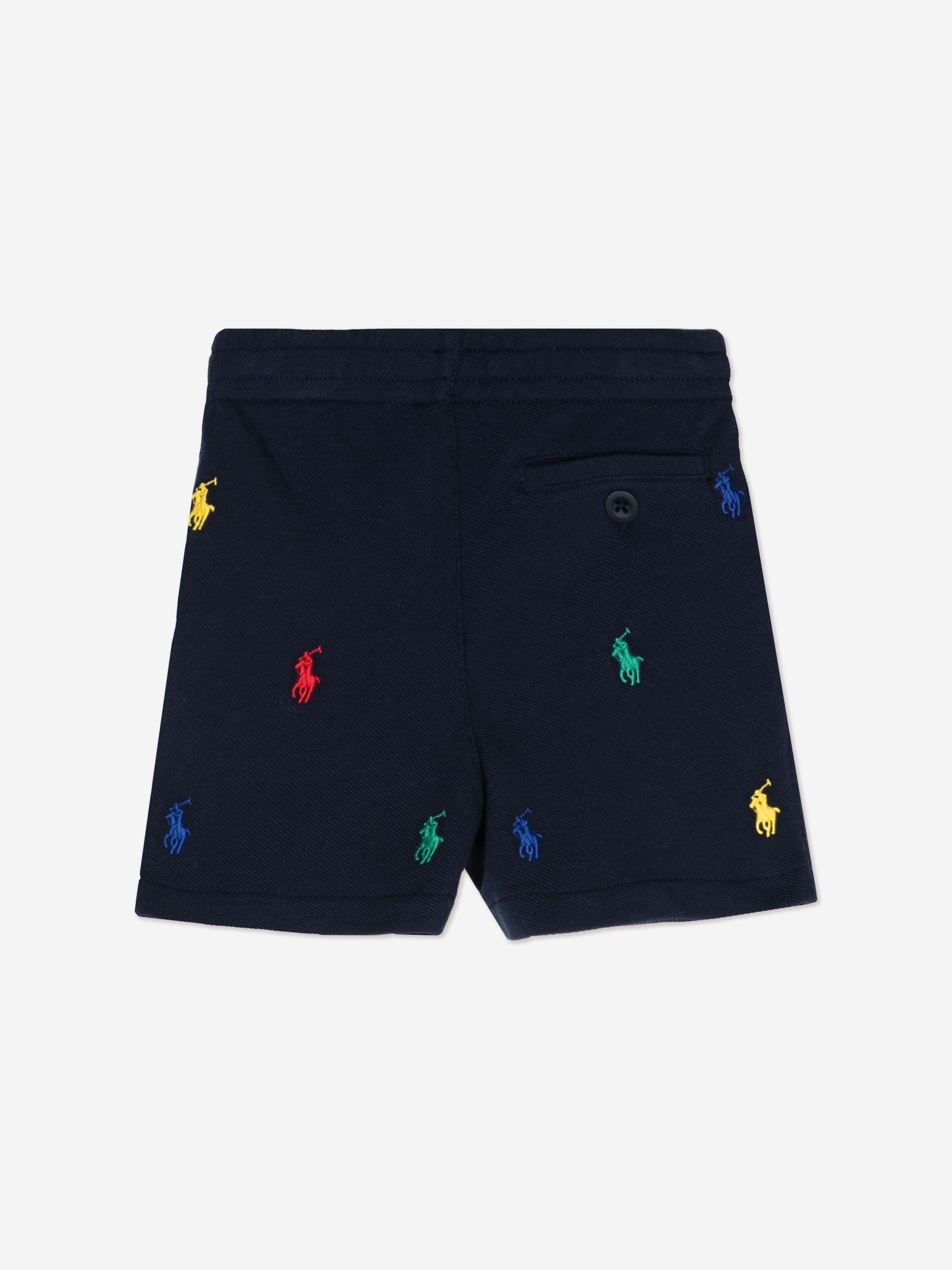 Ralph Lauren Boys Multi Logo Prepster Shorts in Navy