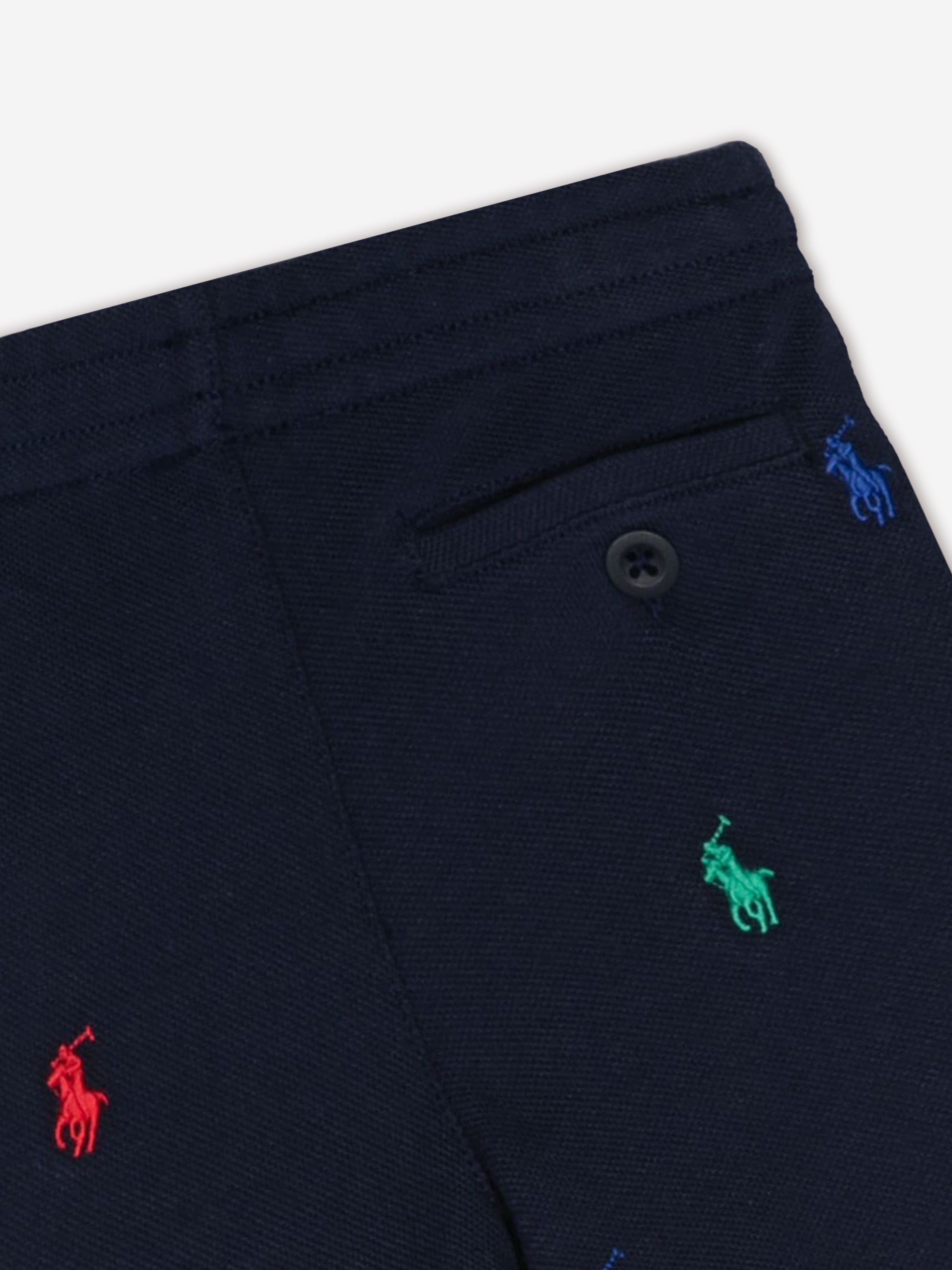 Ralph Lauren Boys Multi Logo Prepster Shorts in Navy