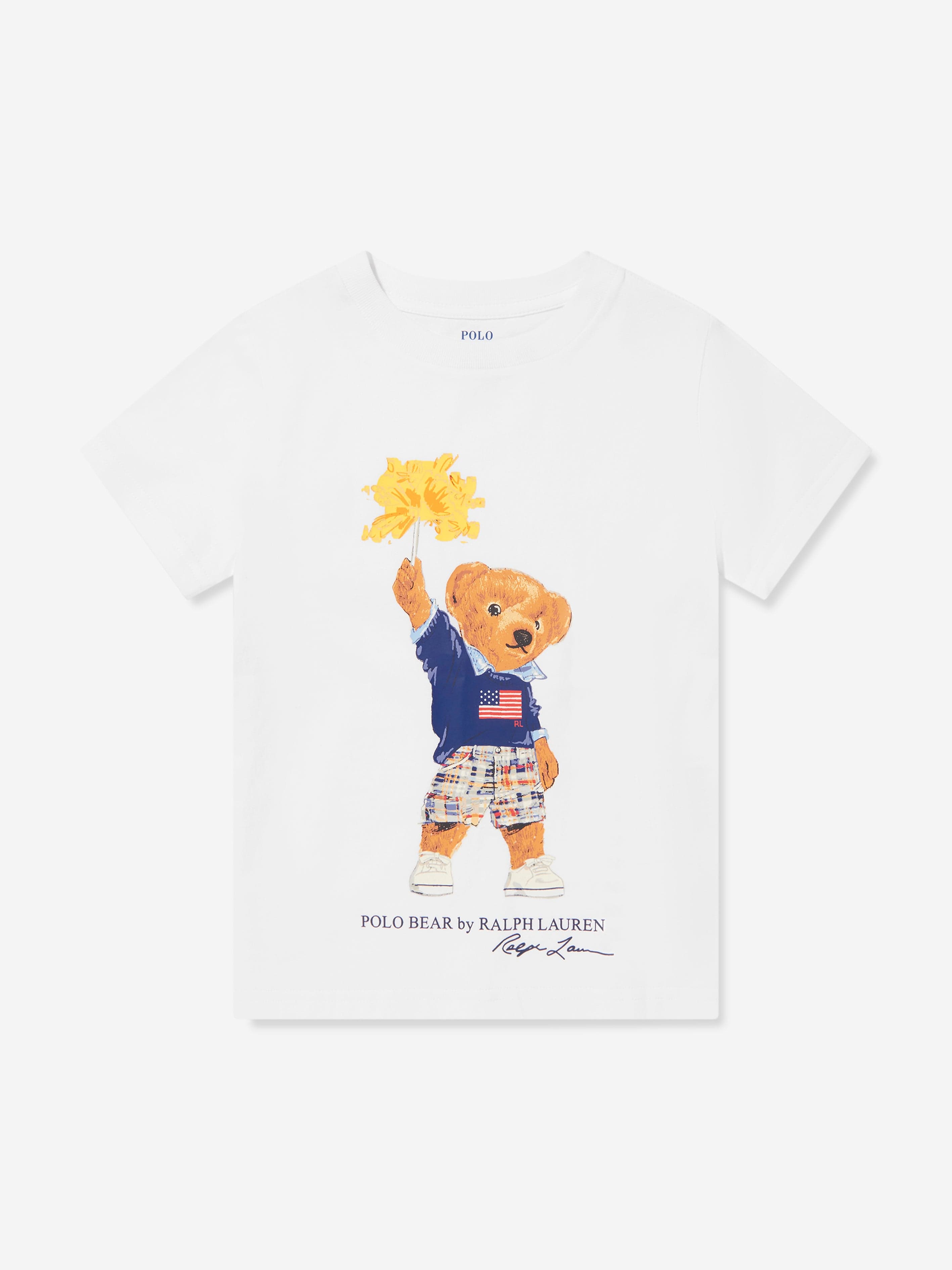 Ralph Lauren Boys Sparkle Bear T-Shirt in White