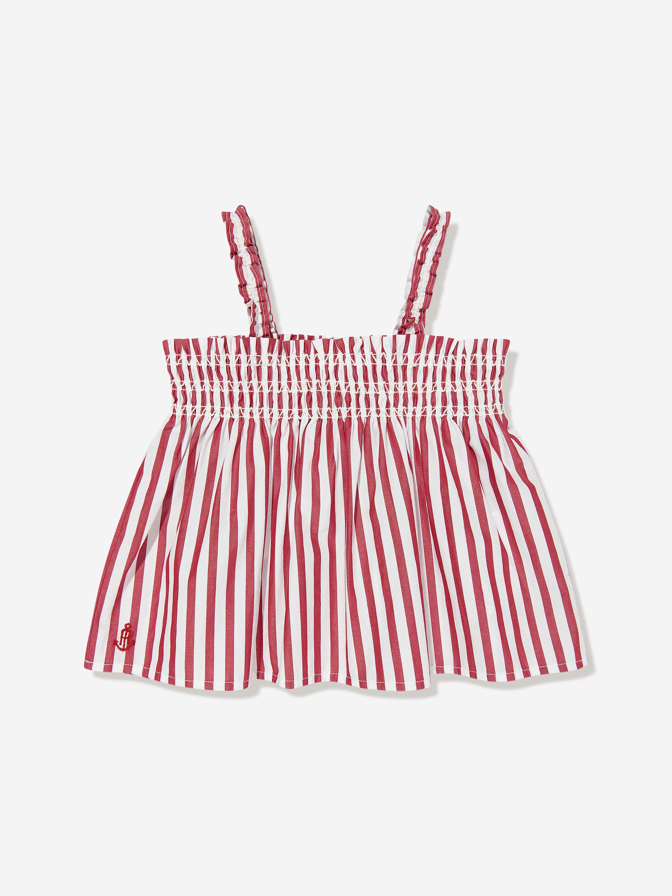 Ralph Lauren Girls Striped Shorts Set in Red