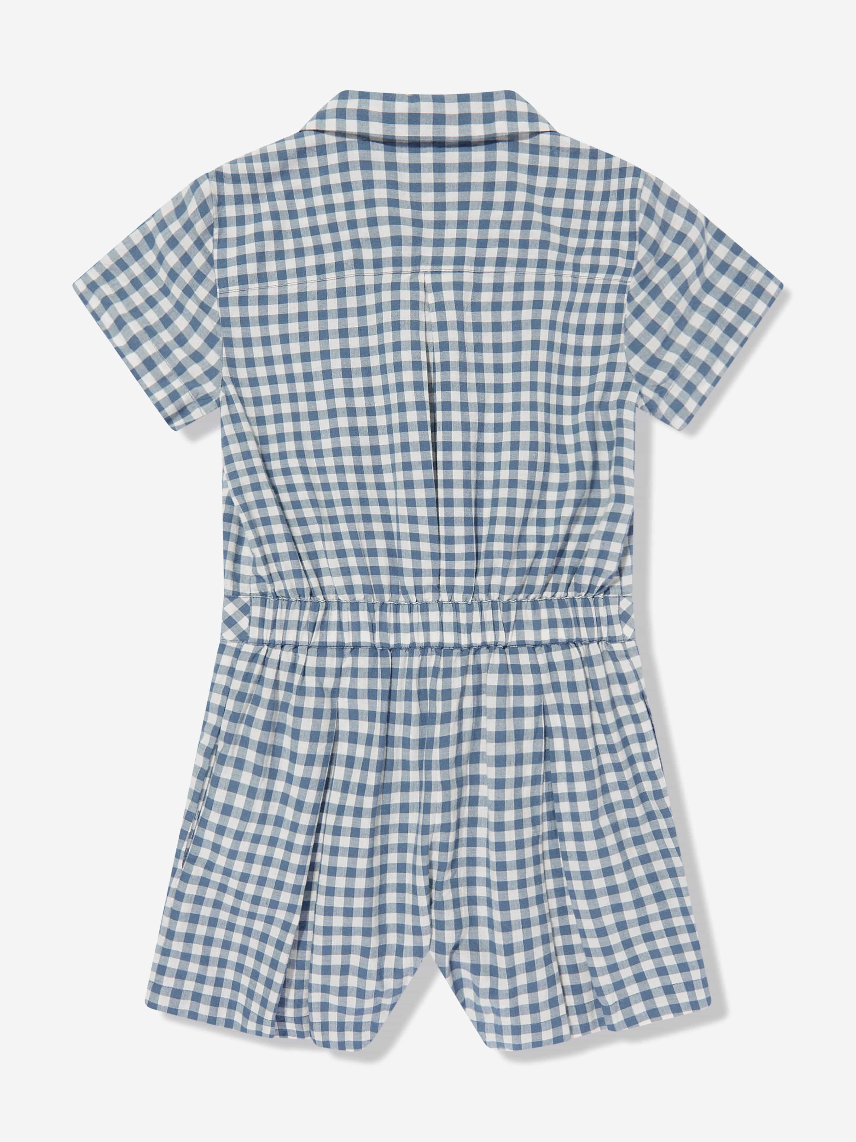 Ralph Lauren Girls Gingham Playsuit in Blue