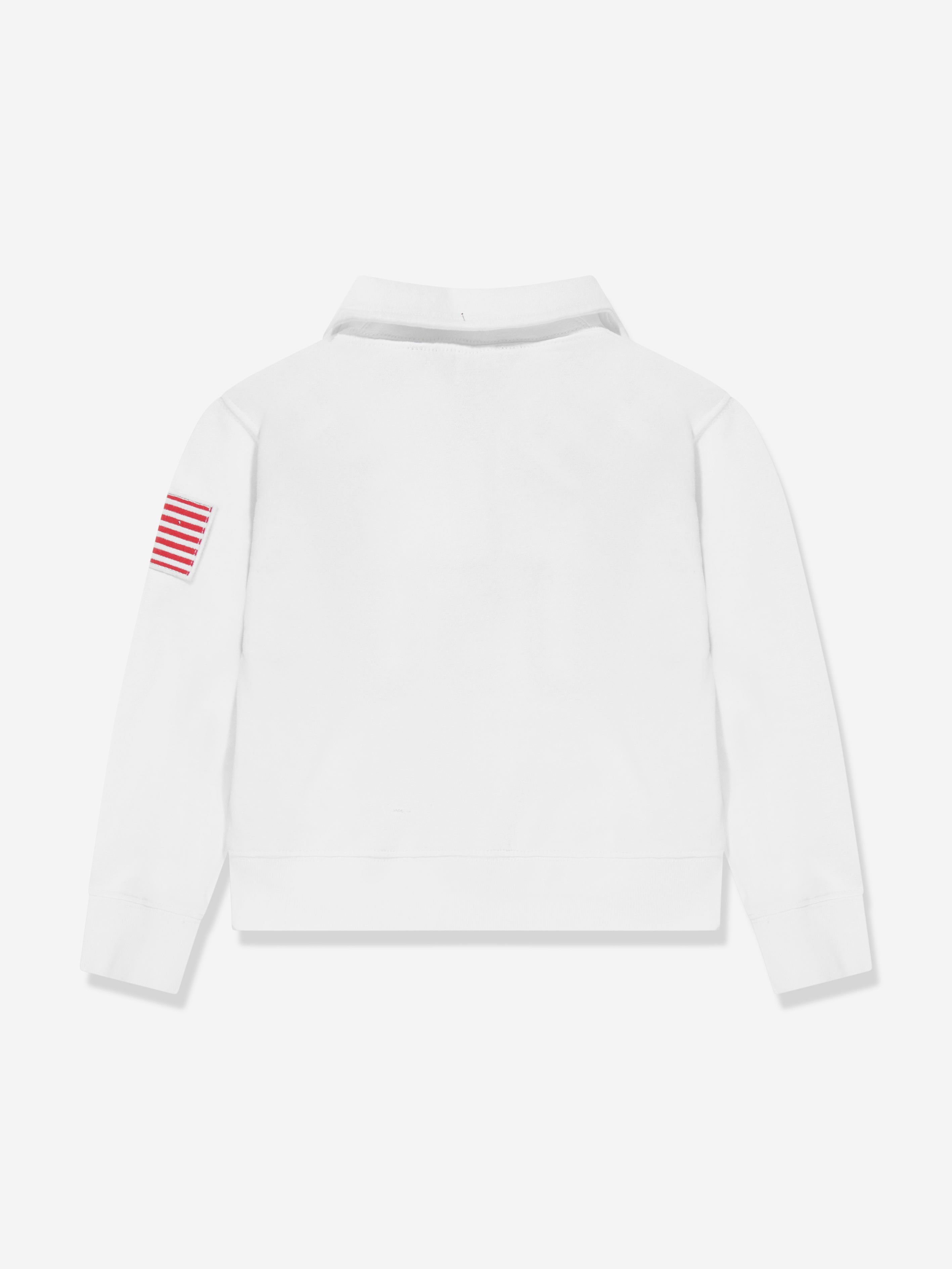 Ralph Lauren Girls USA Half Zip Sweatshirt in White