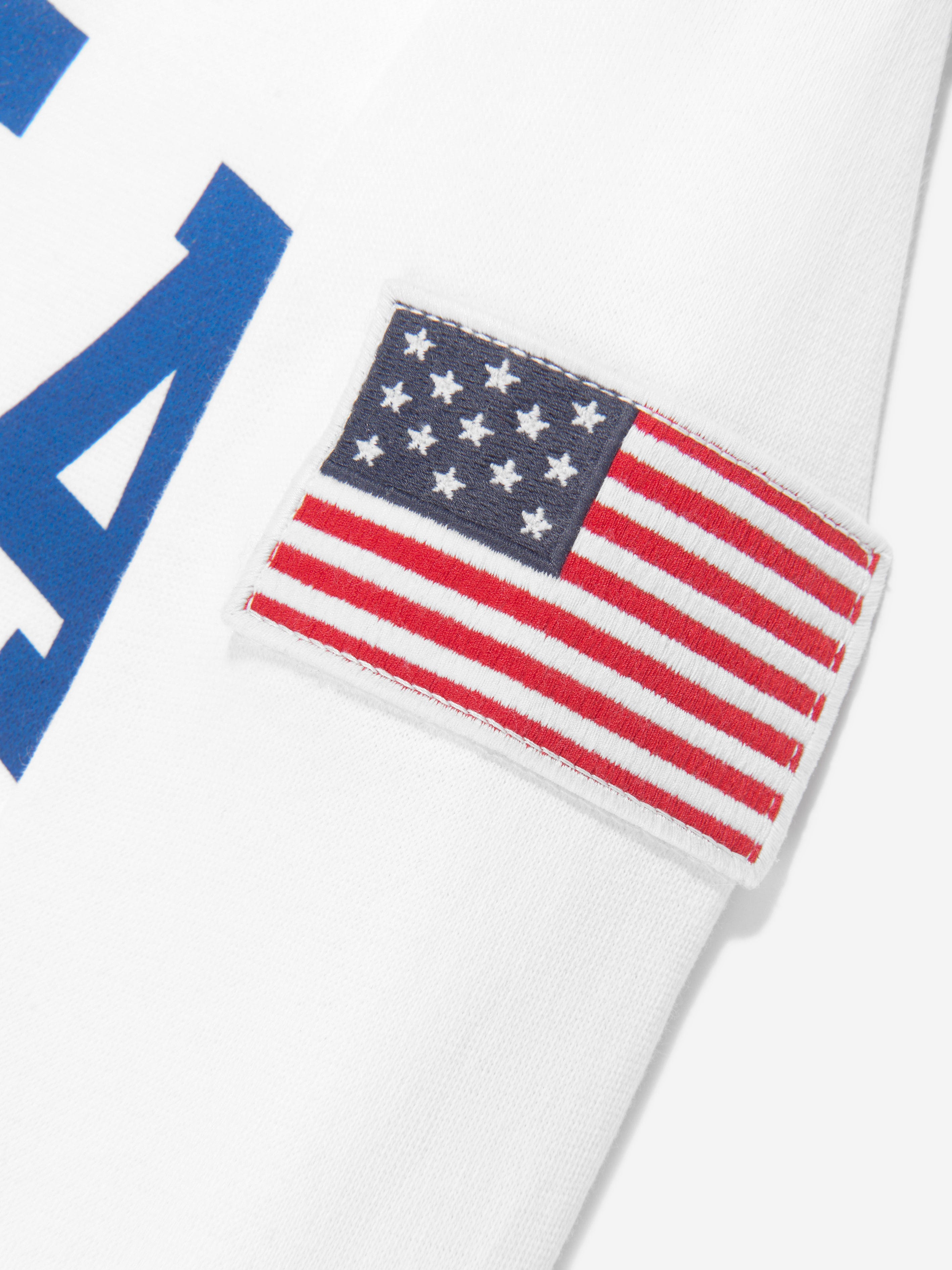 Ralph Lauren Girls USA Half Zip Sweatshirt in White