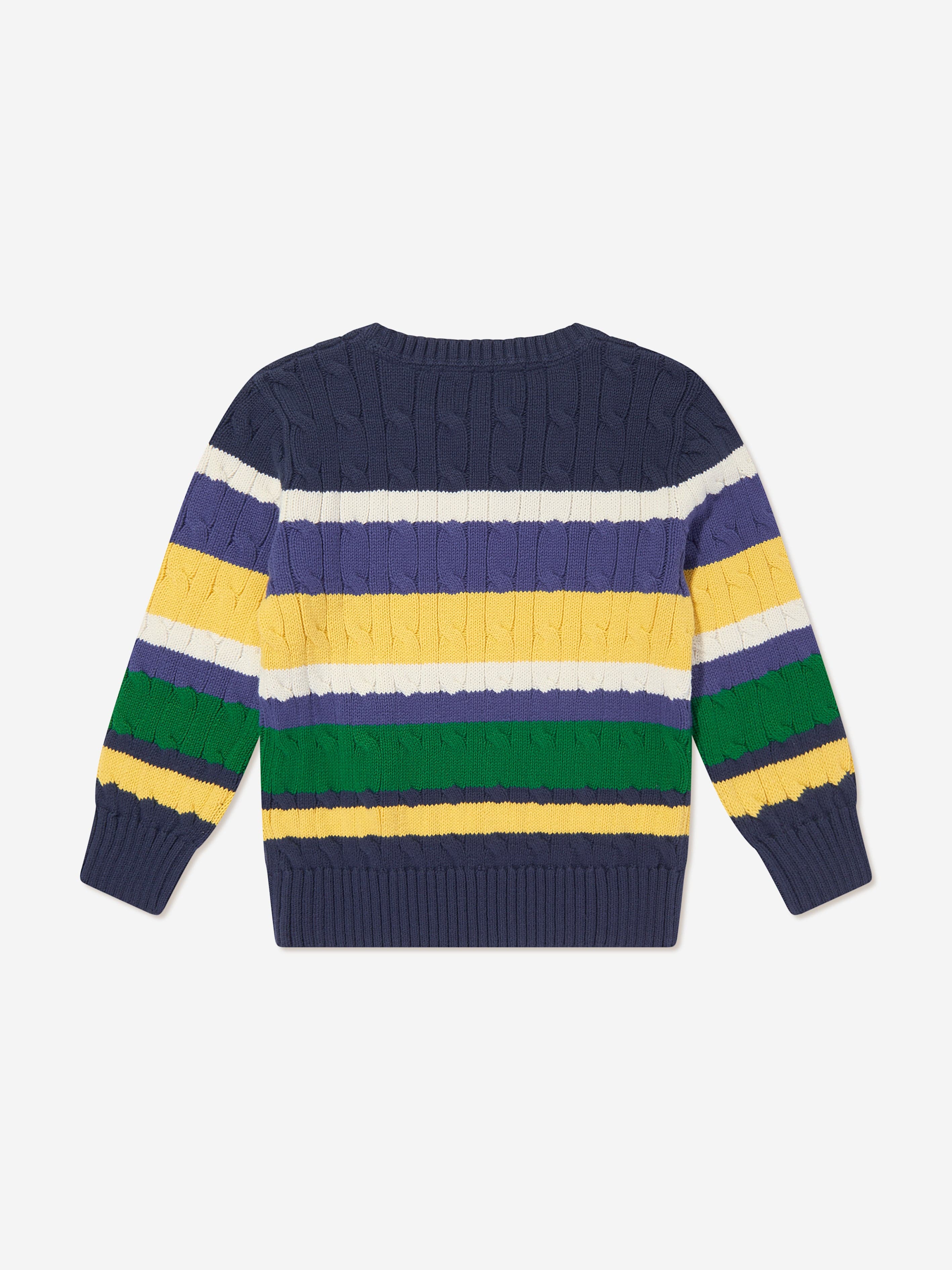 Ralph Lauren Boys Striped Cable Knit Jumper in Multicolour