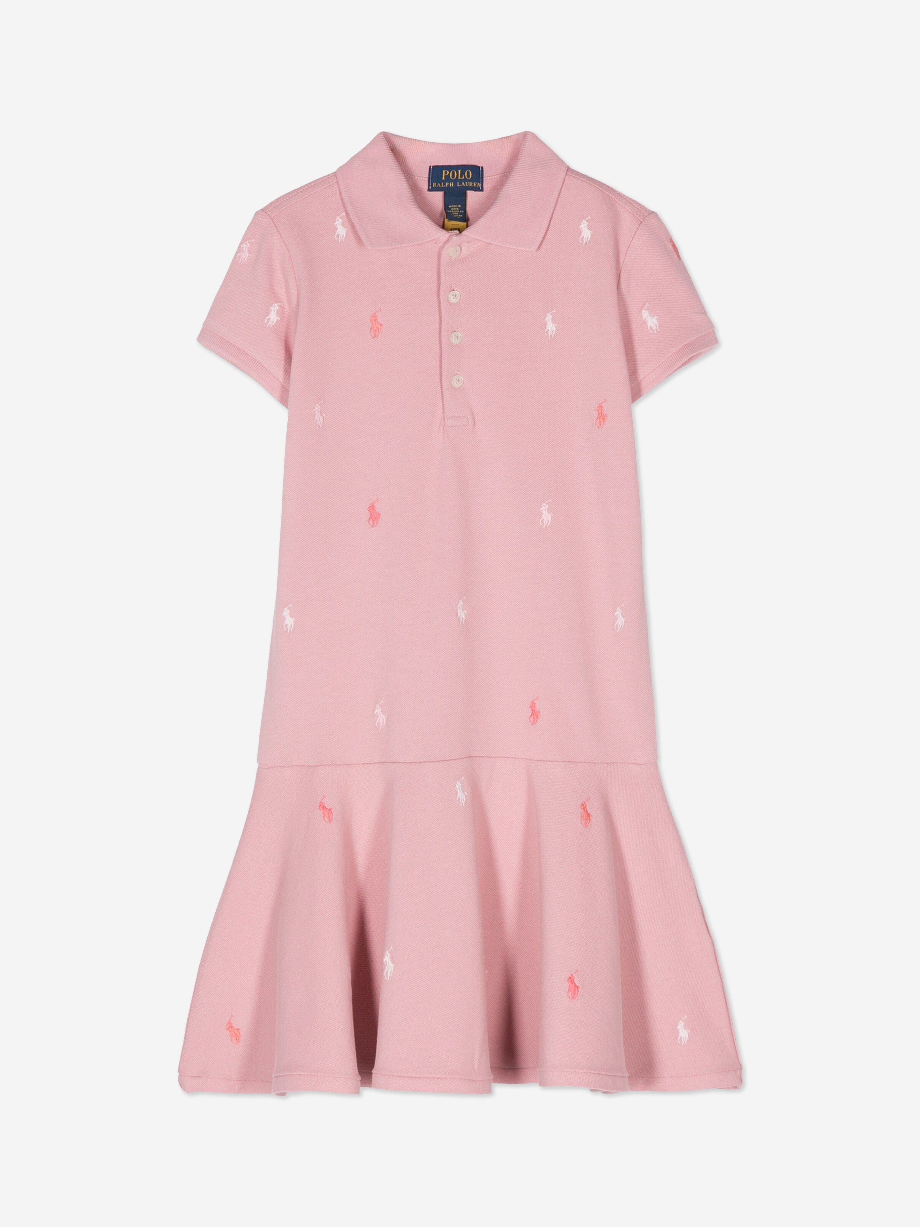 Ralph Lauren Girls Logo Polo Dress in Pink