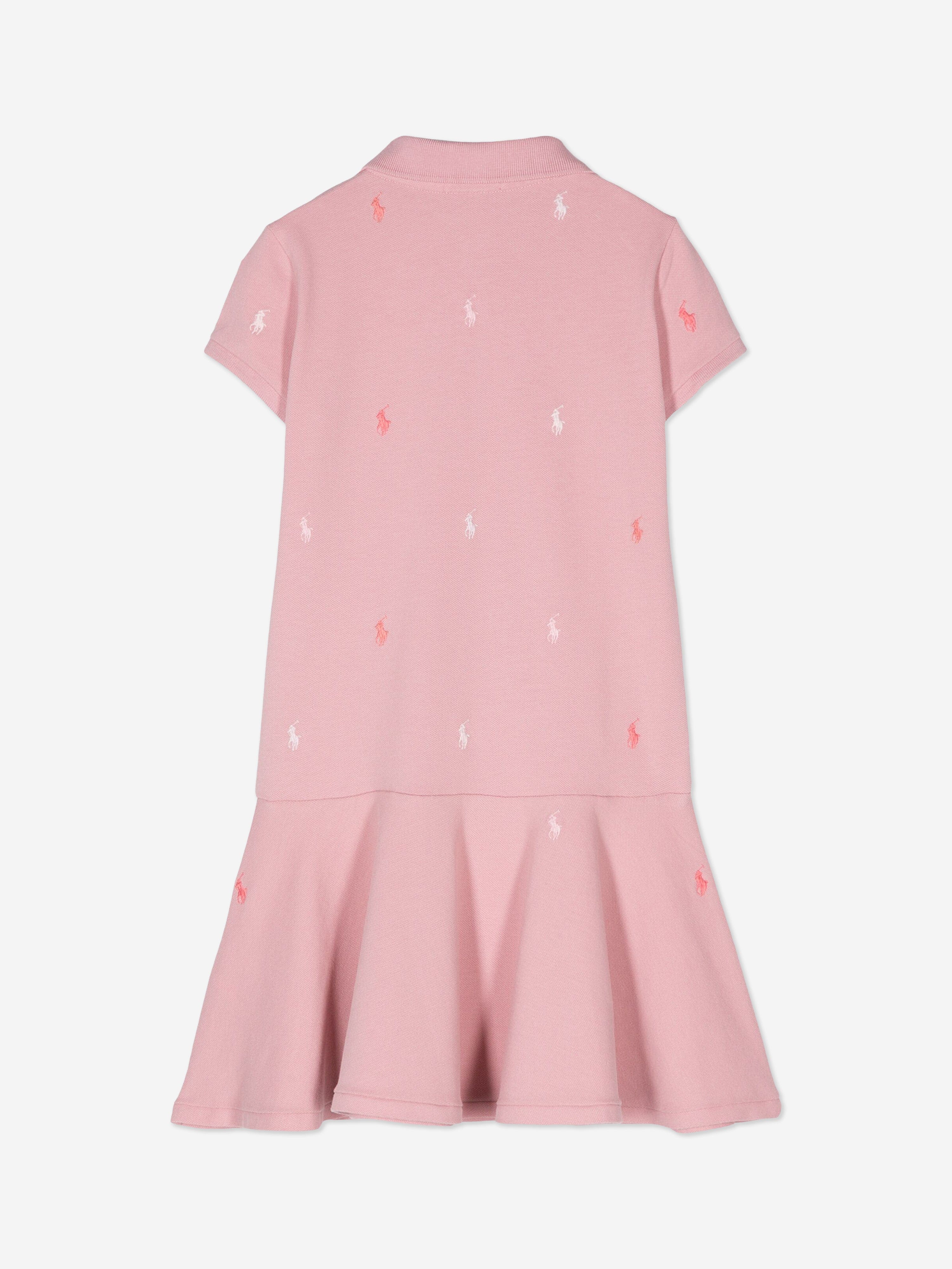 Ralph Lauren Girls Logo Polo Dress in Pink