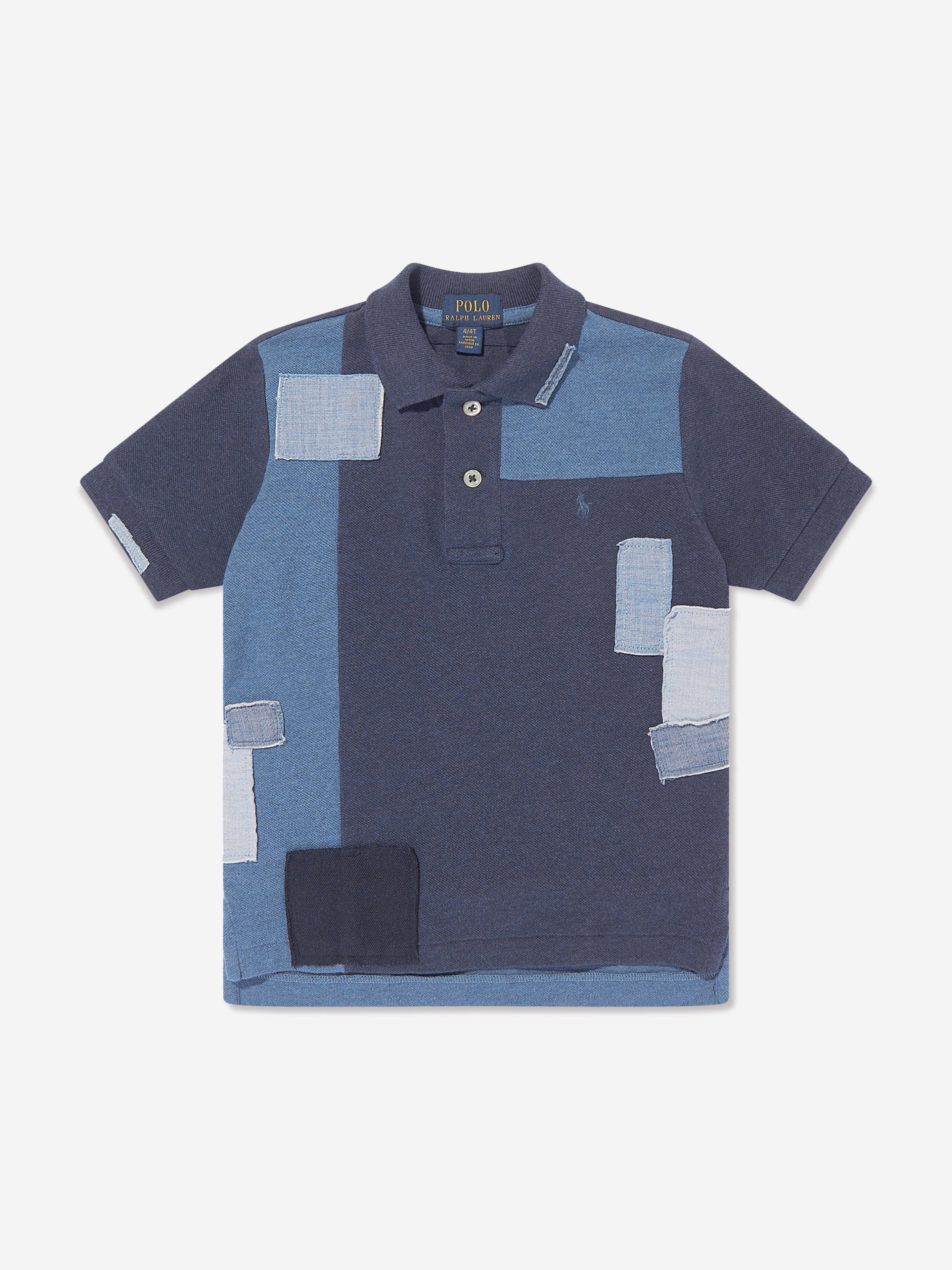 Ralph Lauren Boys Patchwork Polo Shirt in Blue