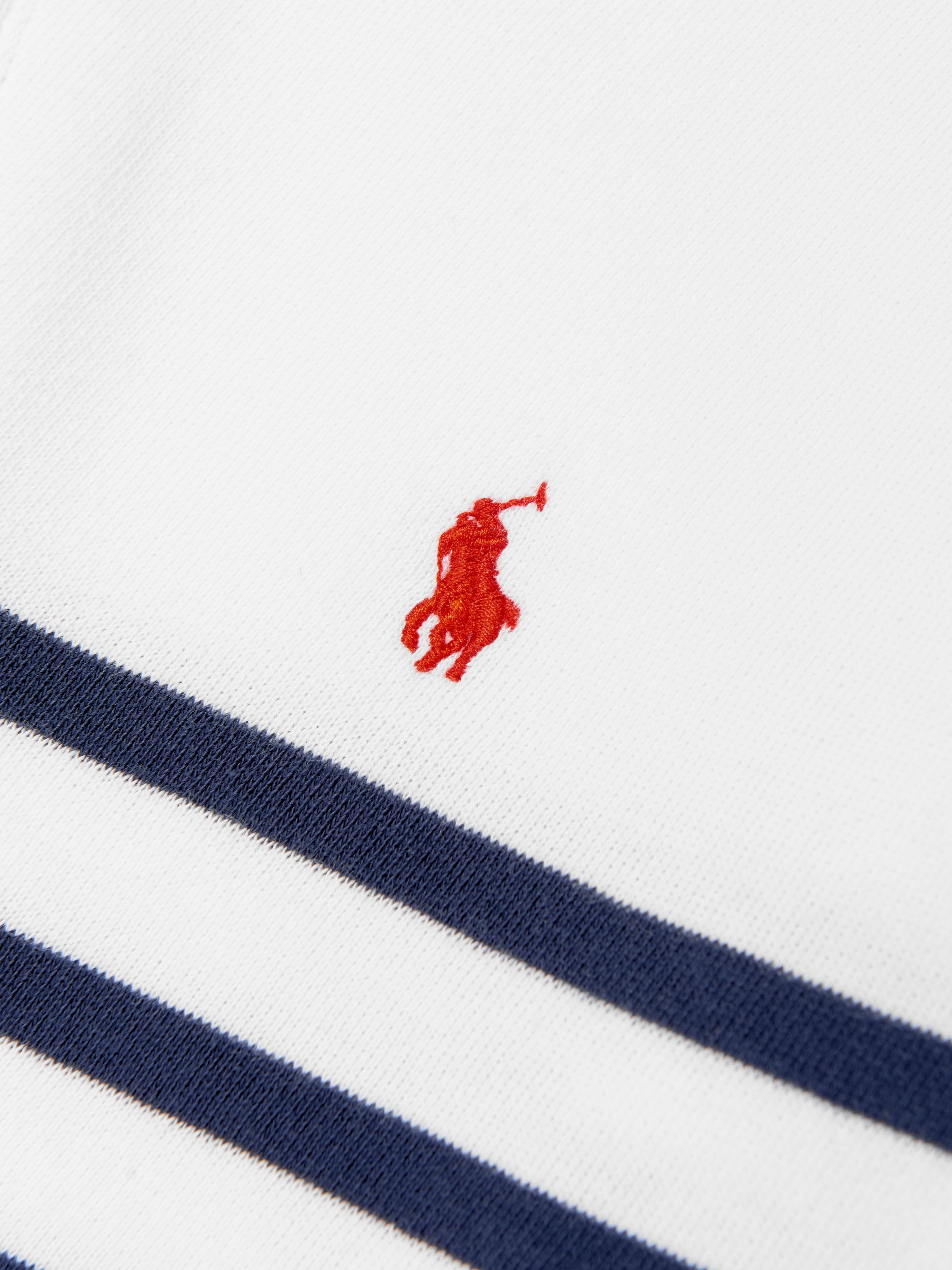 Ralph Lauren Boys Half Zip Striped Sweatshirt in White