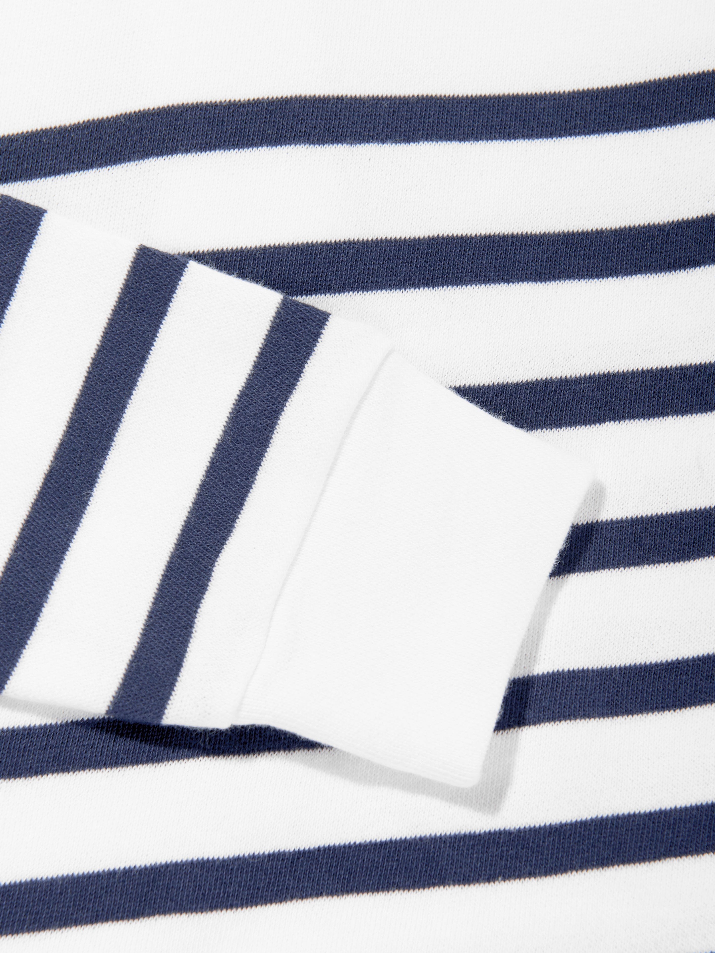 Ralph Lauren Boys Half Zip Striped Sweatshirt in White