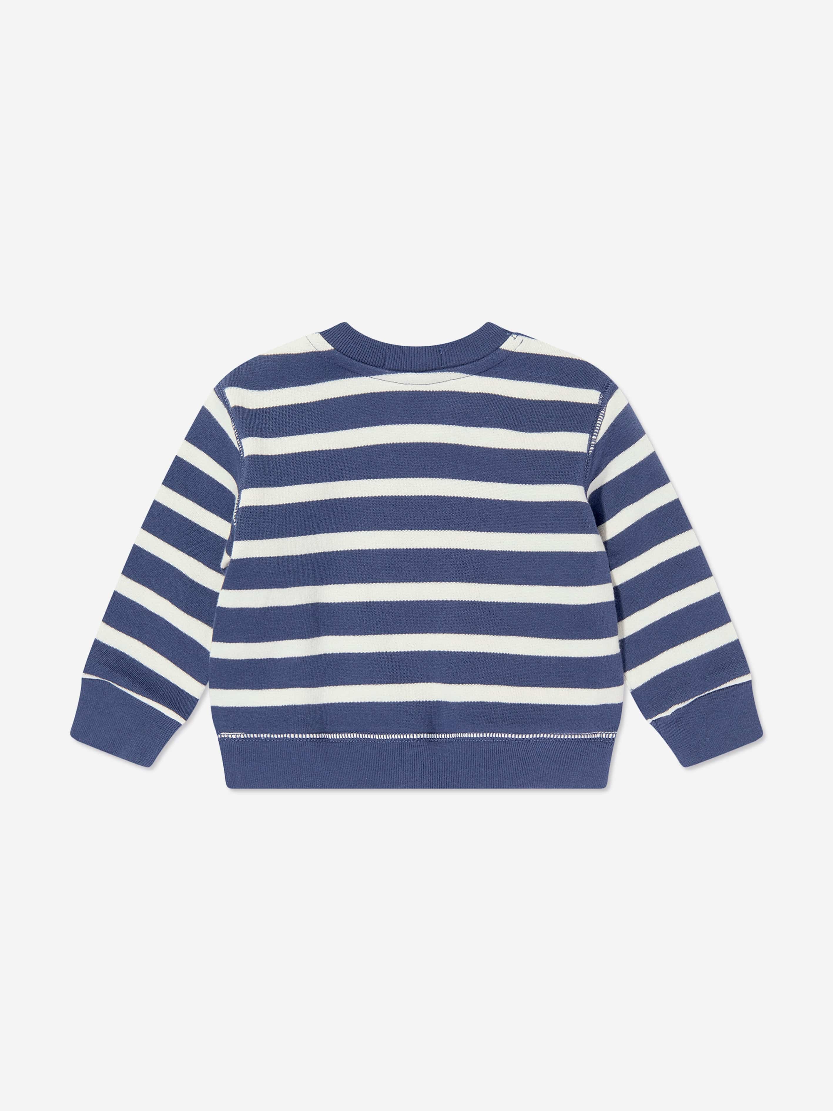Ralph Lauren Baby Boys Striped Bear Sweatshirt in Navy