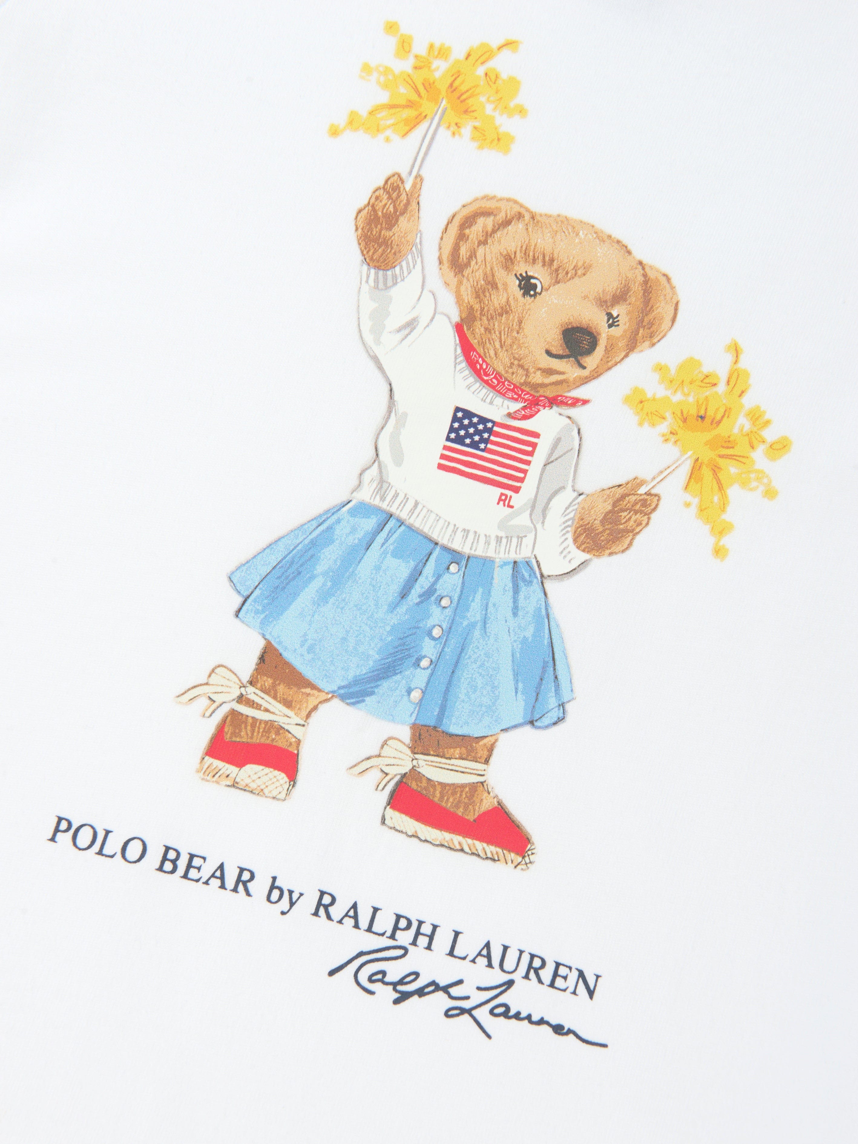 Ralph Lauren Girls Sparkle Bear T-Shirt in White