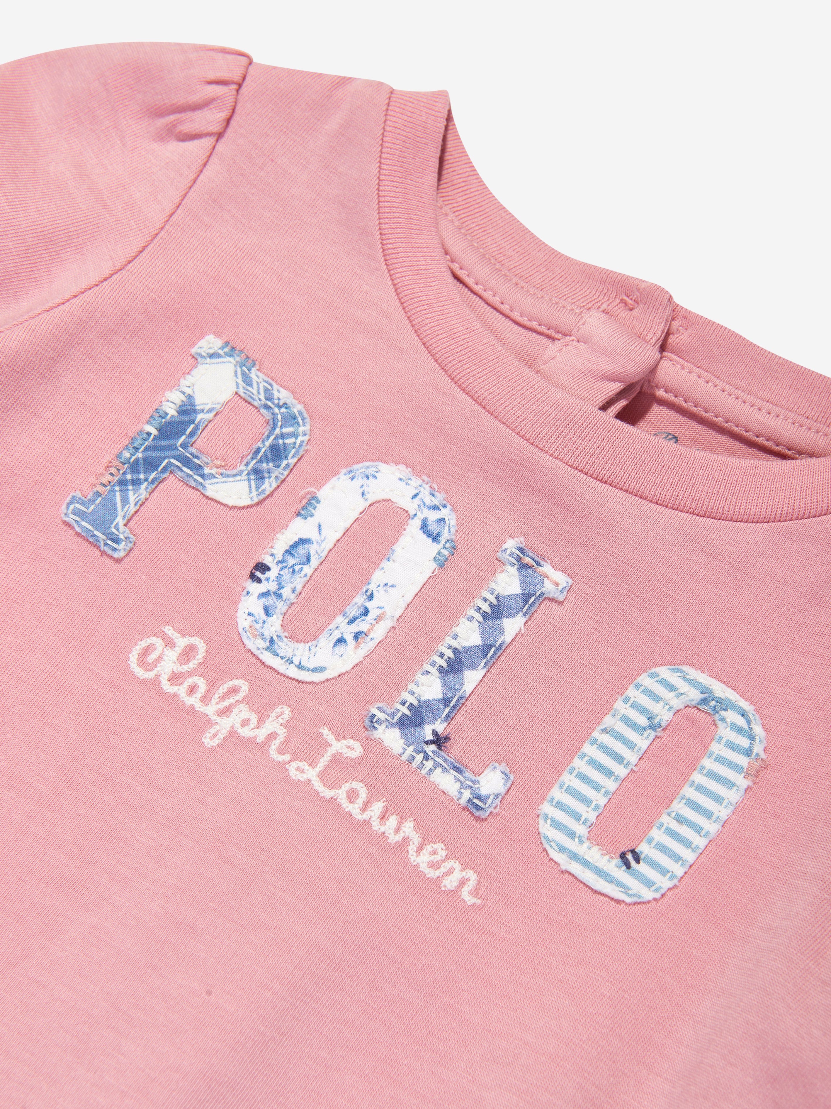 Ralph Lauren Baby Girls Polo Romper in Pink