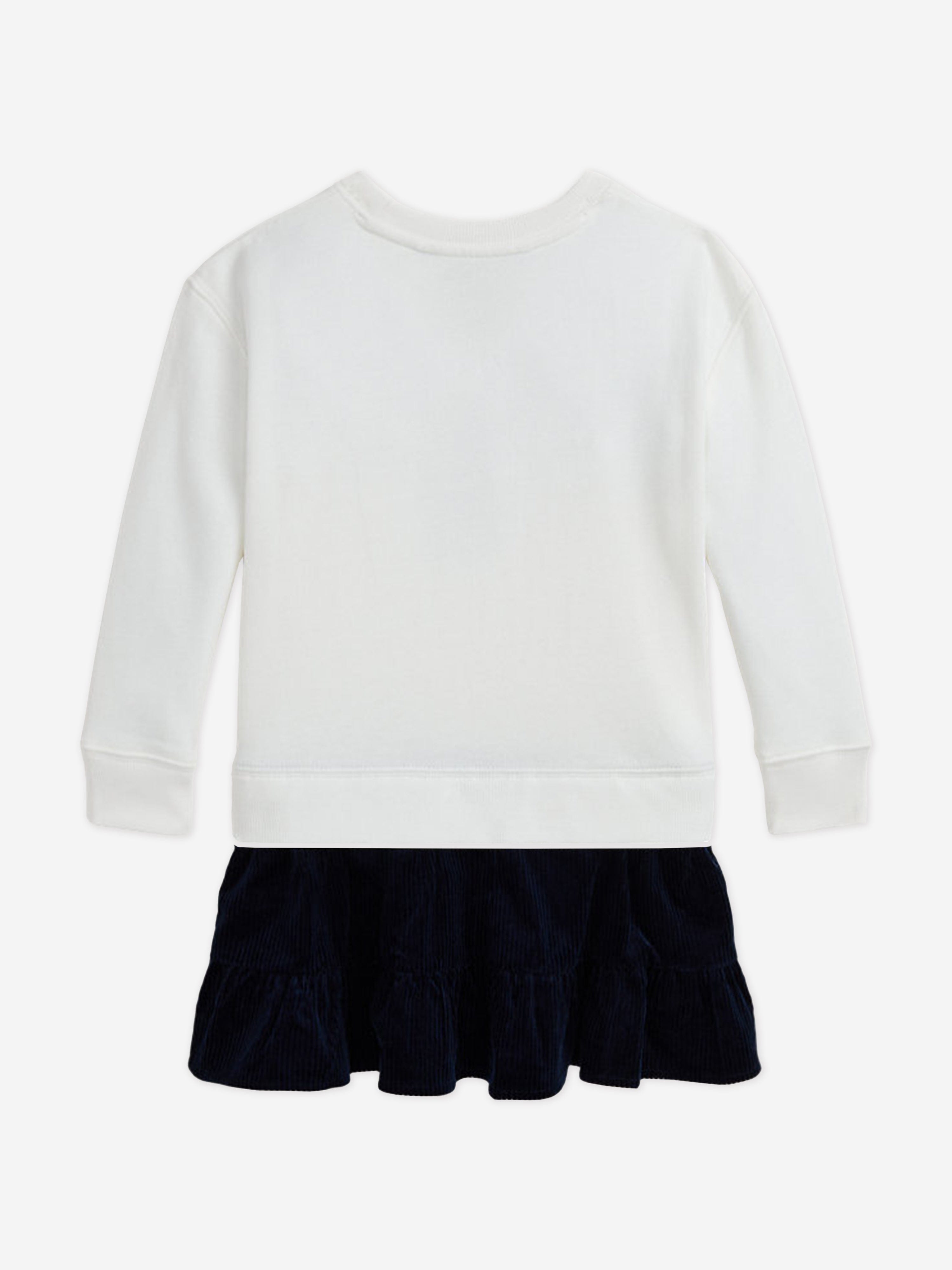 Ralph Lauren Girls Big Pony Sweater Dress in White