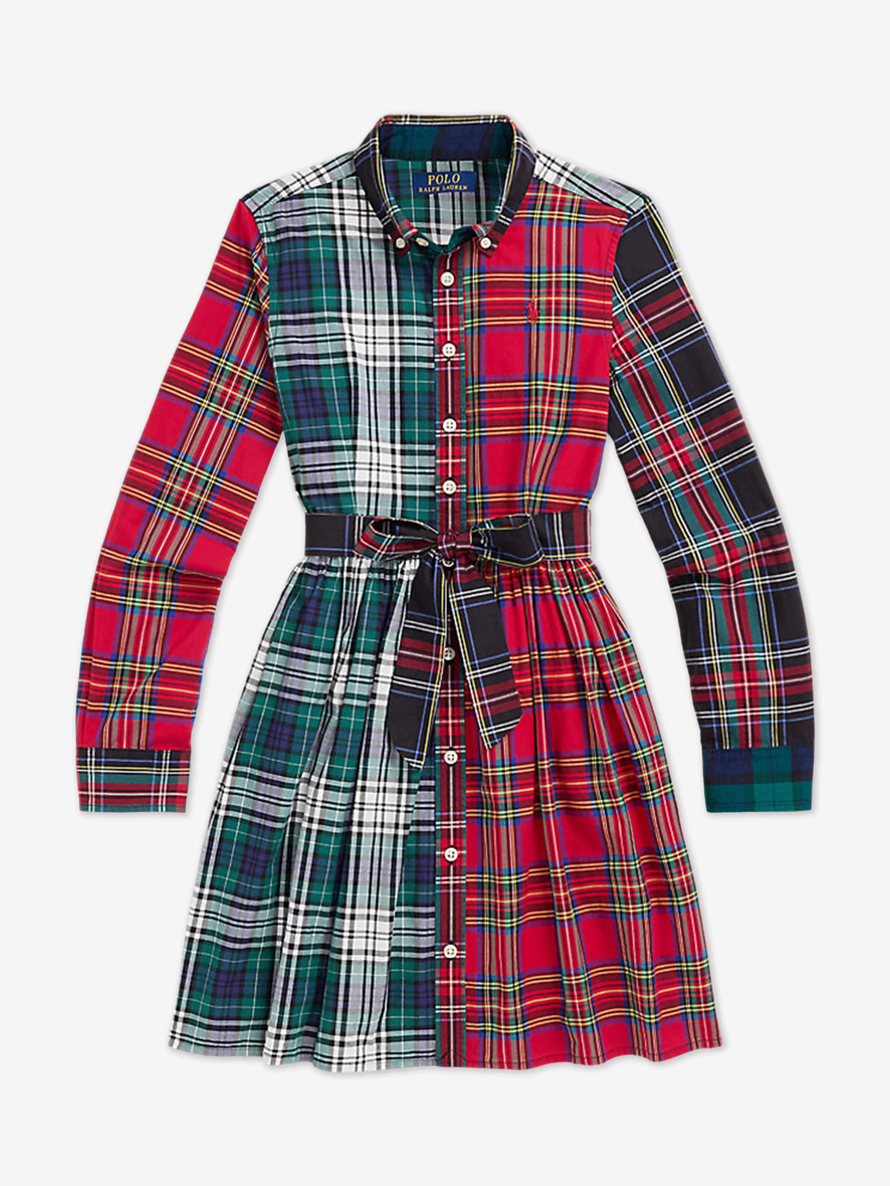 Ralph Lauren Girls Plaid Shirt Dress in Multicolour