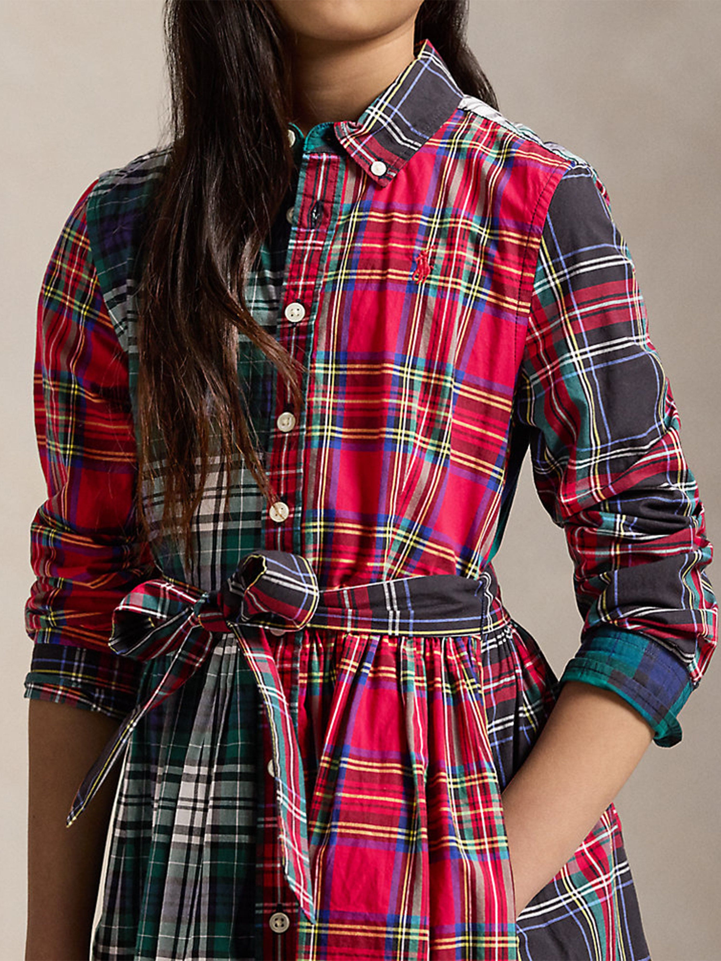 Ralph Lauren Girls Plaid Shirt Dress in Multicolour