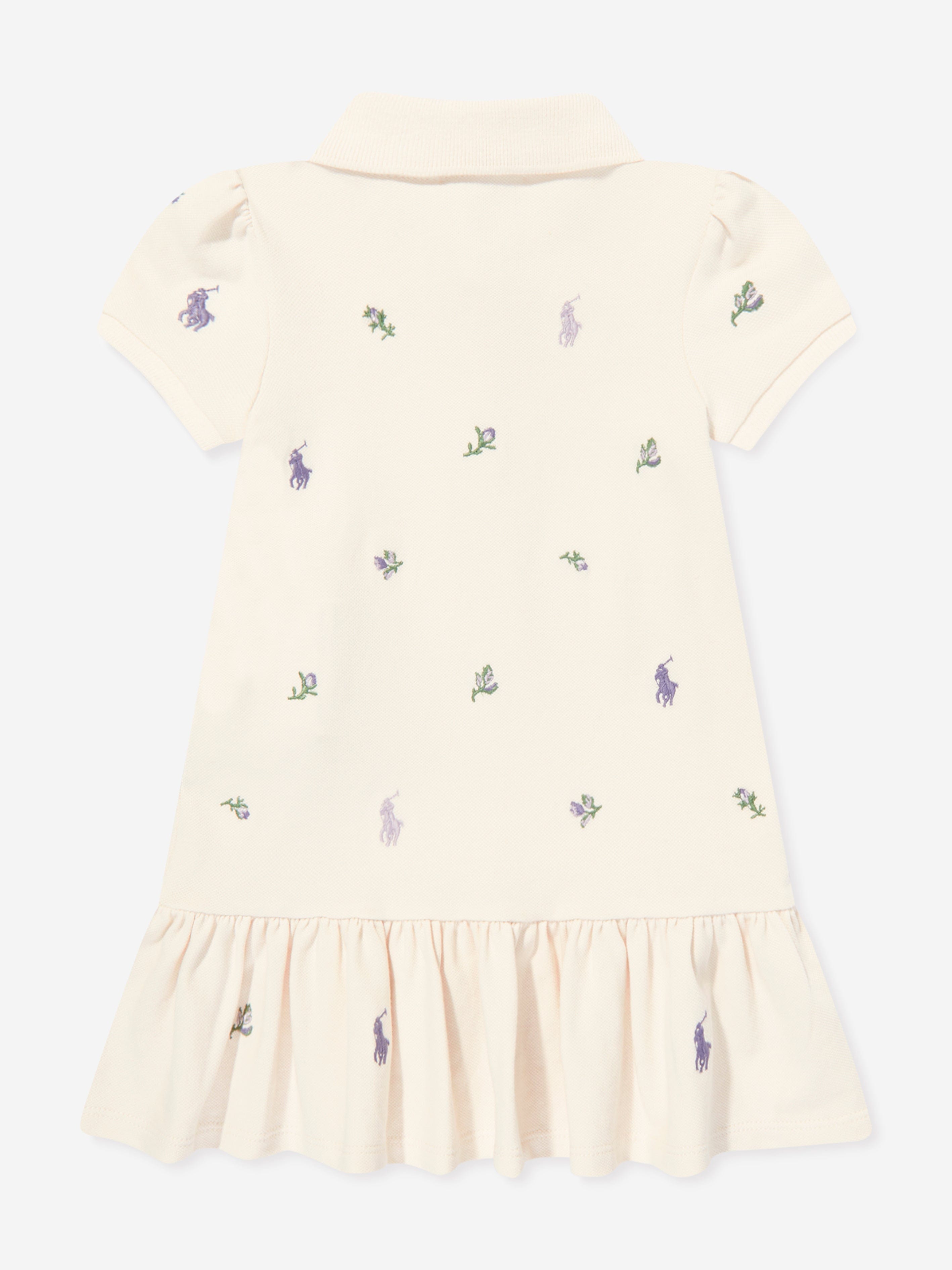 Ralph Lauren Baby Girls Polo Dress in Ivory