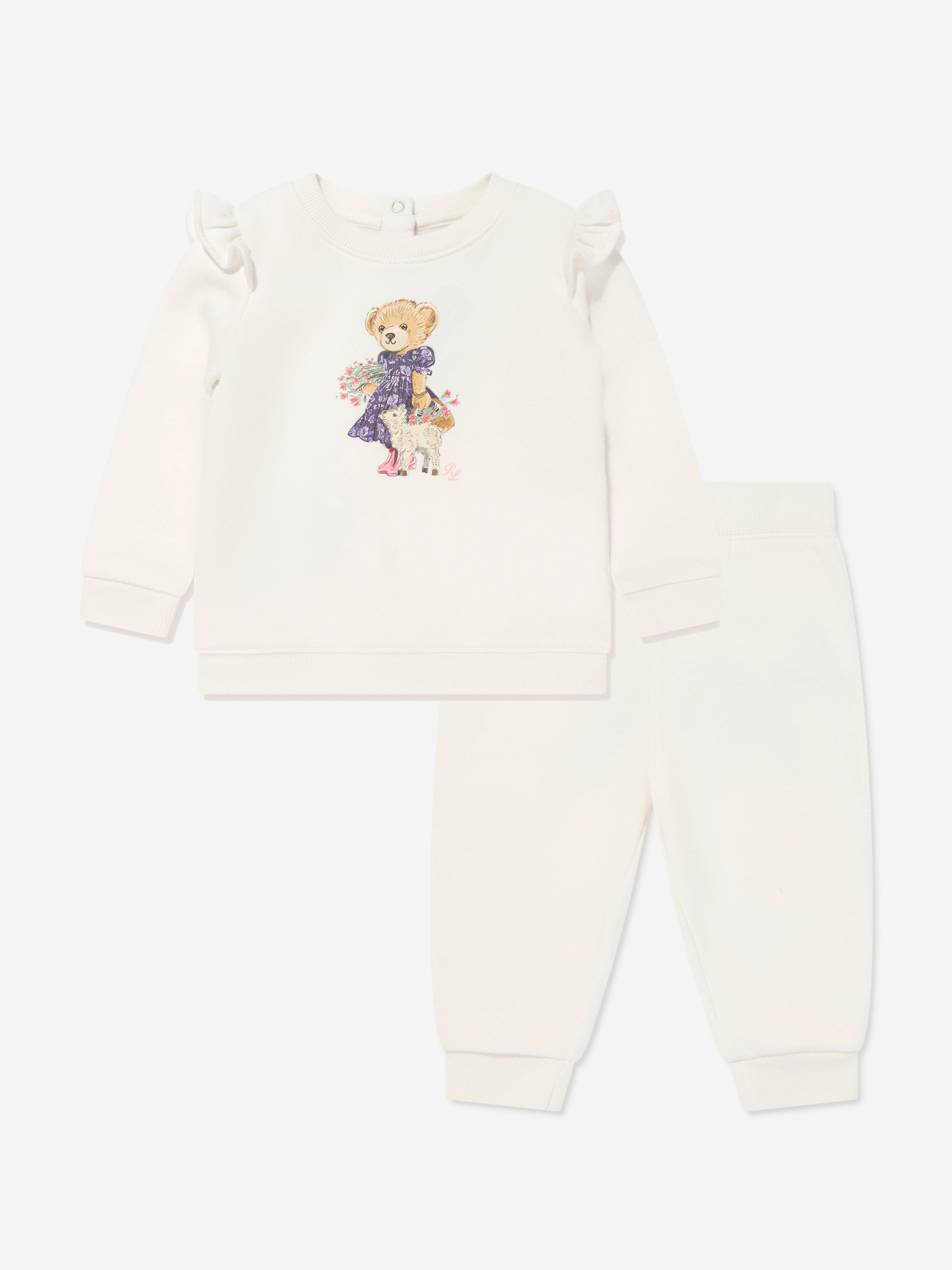 Ralph Lauren Baby Girls Bear Tracksuit in Ivory